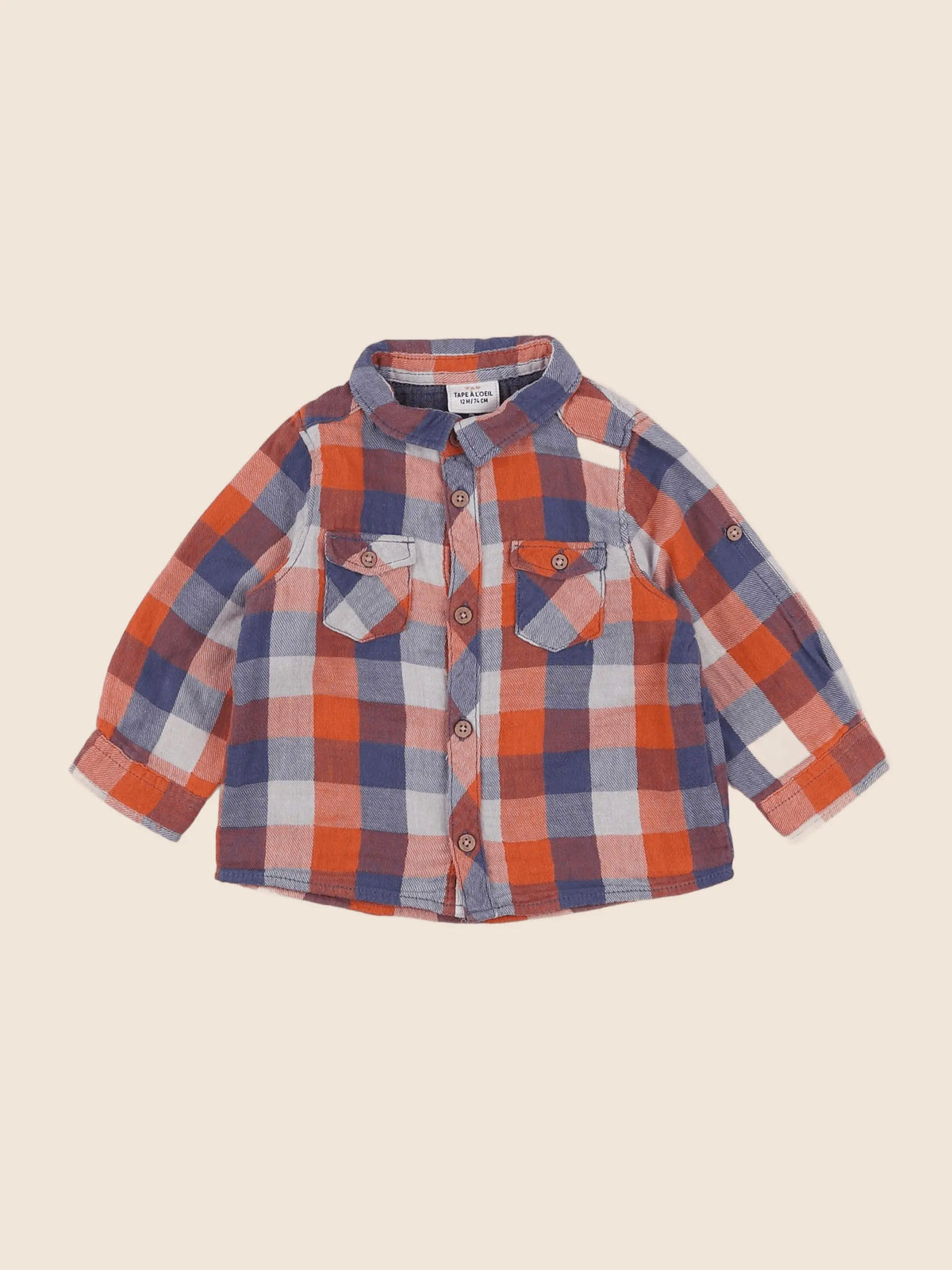 Tape à l'oeil - chemise bleu, orange - 12 mois