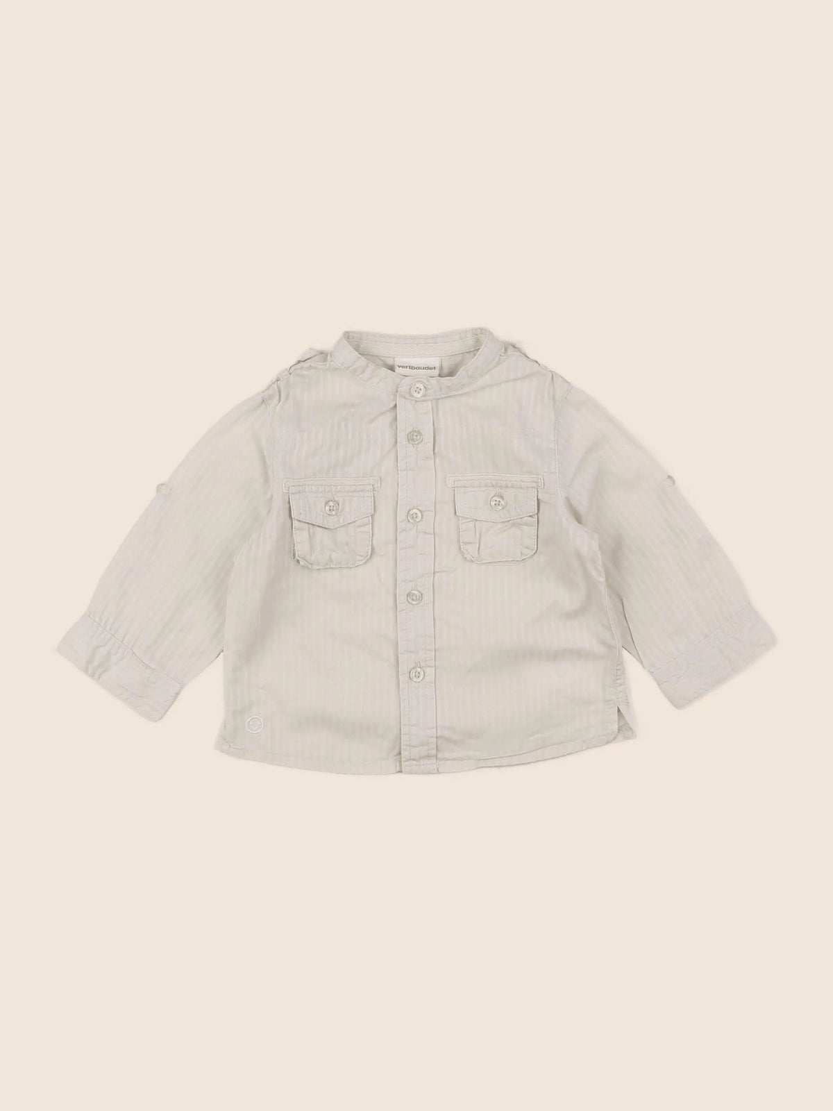 Vertbaudet - chemise beige - 9 mois