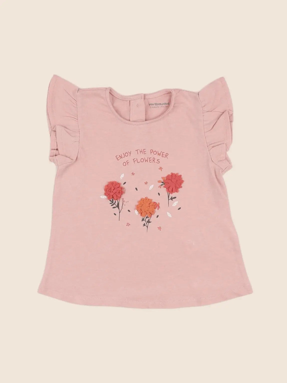 Vertbaudet - tee-shirt rose - 12 mois