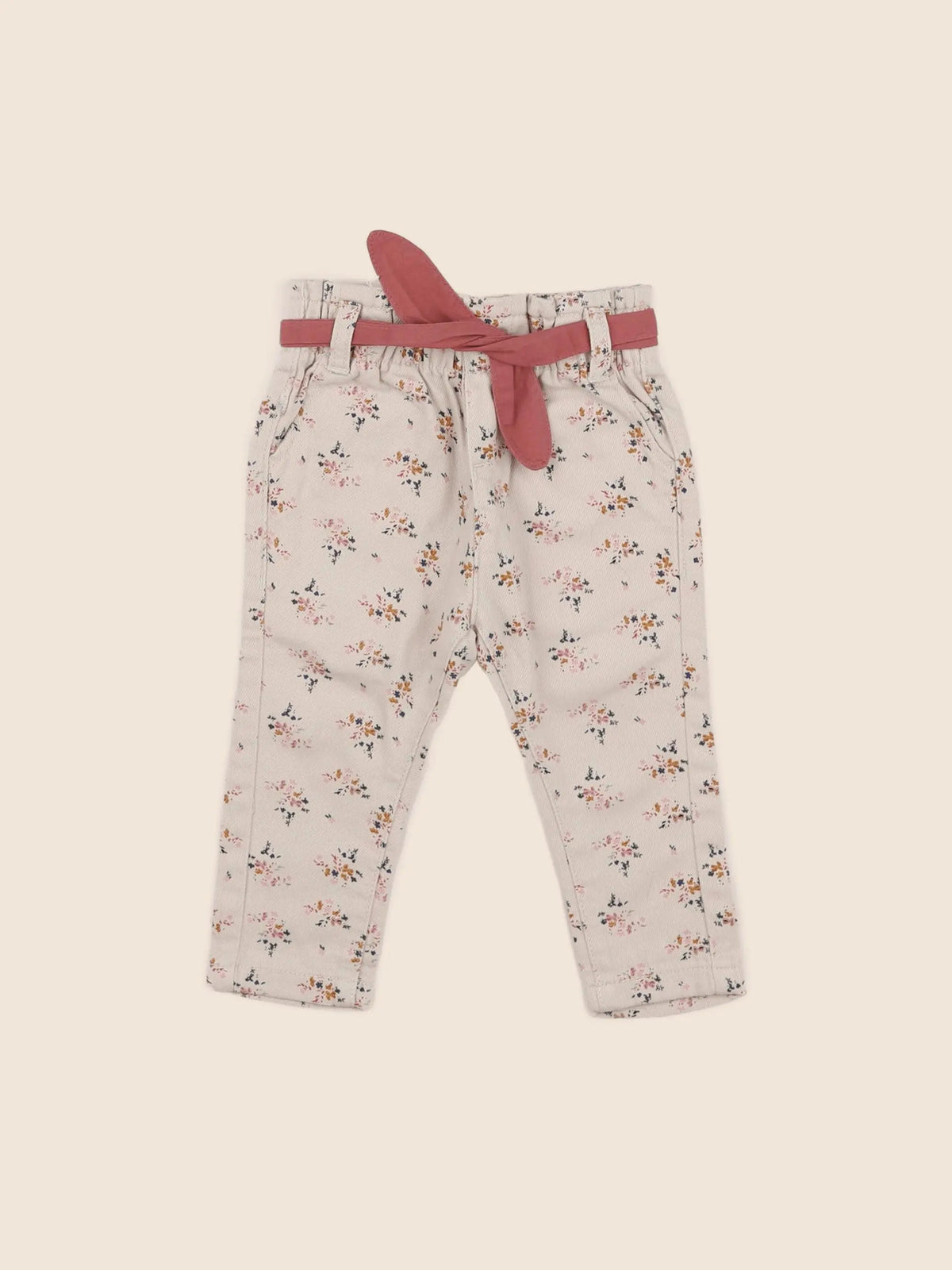 Vertbaudet - jean beige, rose - 6 mois
