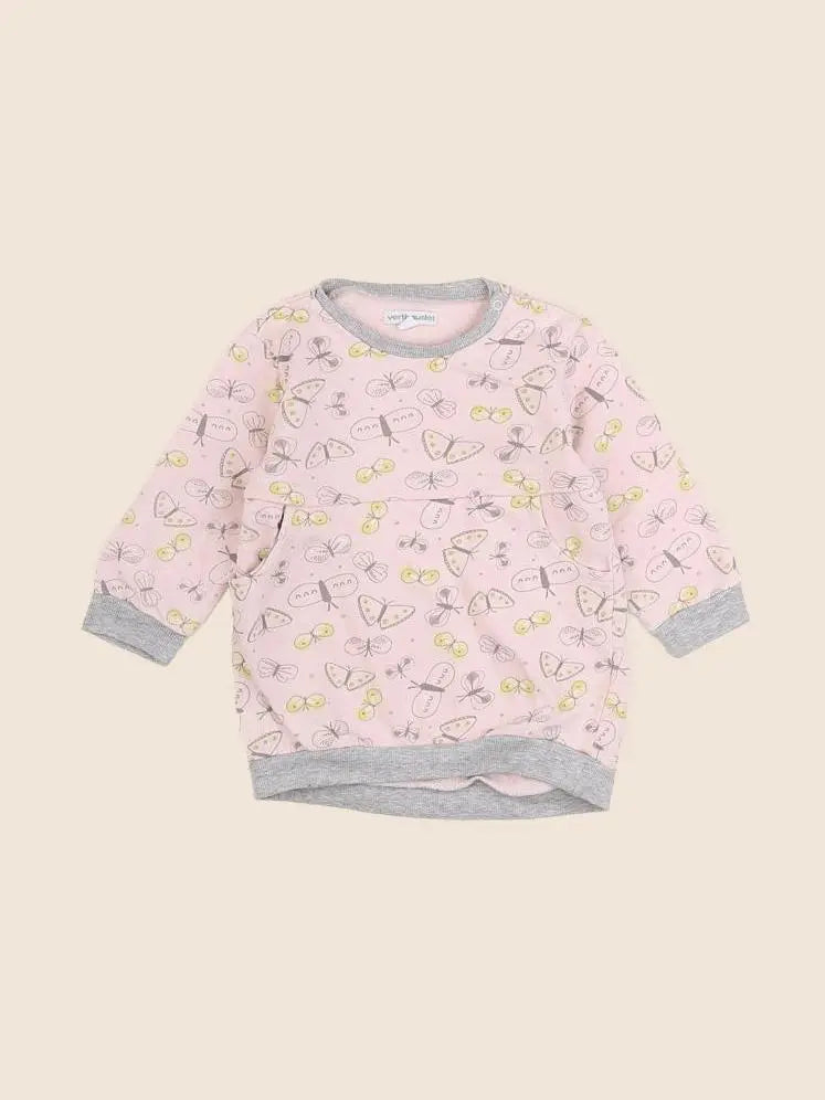 Vertbaudet - robe rose, gris - 18 mois
