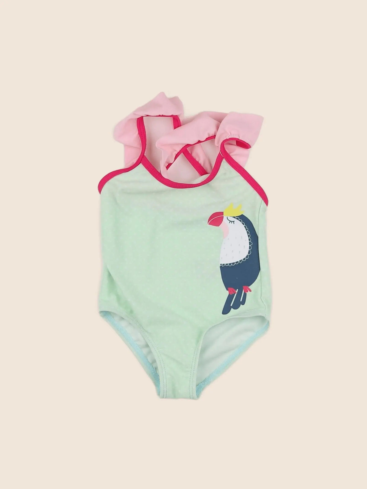 Vertbaudet - maillot de bain vert, rose - 6 mois