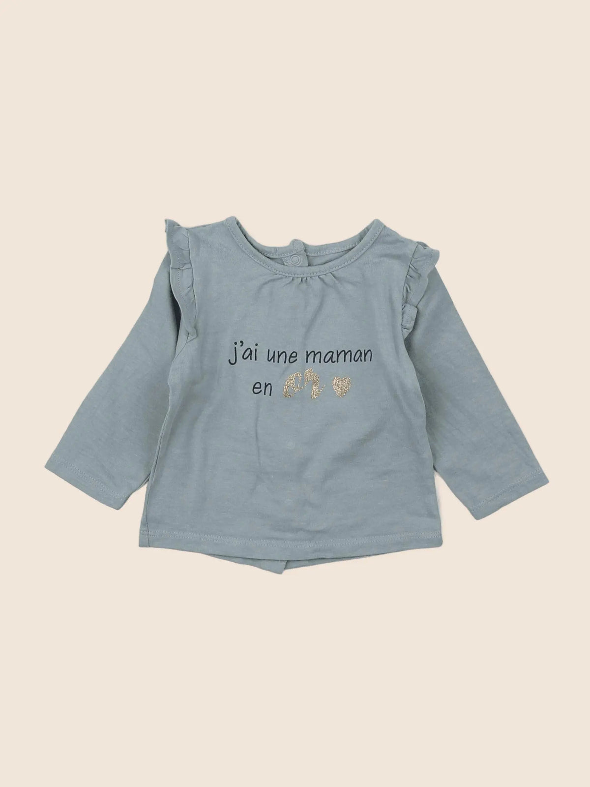 Vertbaudet - tee-shirt or, bleu - 3 mois