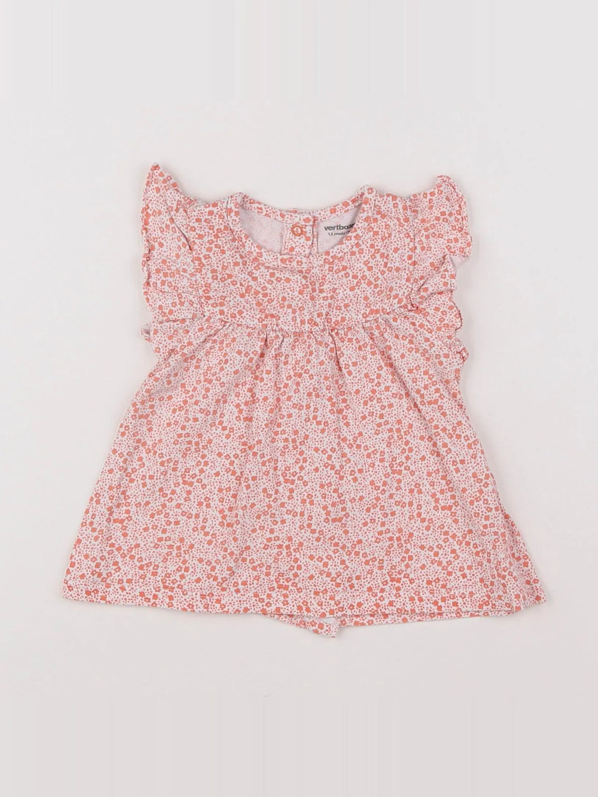 Vertbaudet - robe rose, blanc - 12 mois