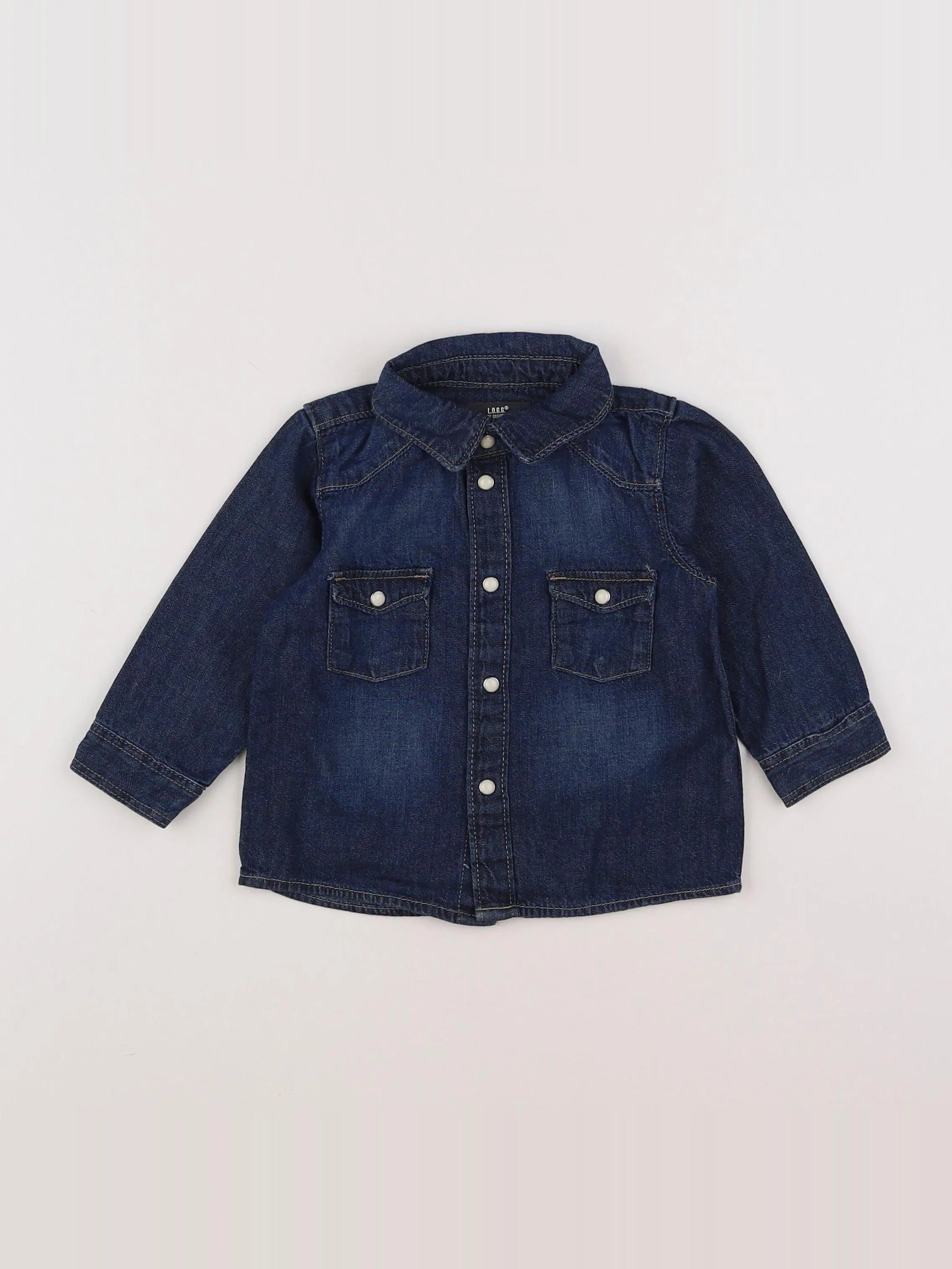 H&M - chemise bleu - 6/9 mois