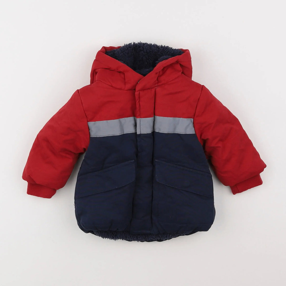 Vertbaudet - parka rouge, bleu - 6 mois