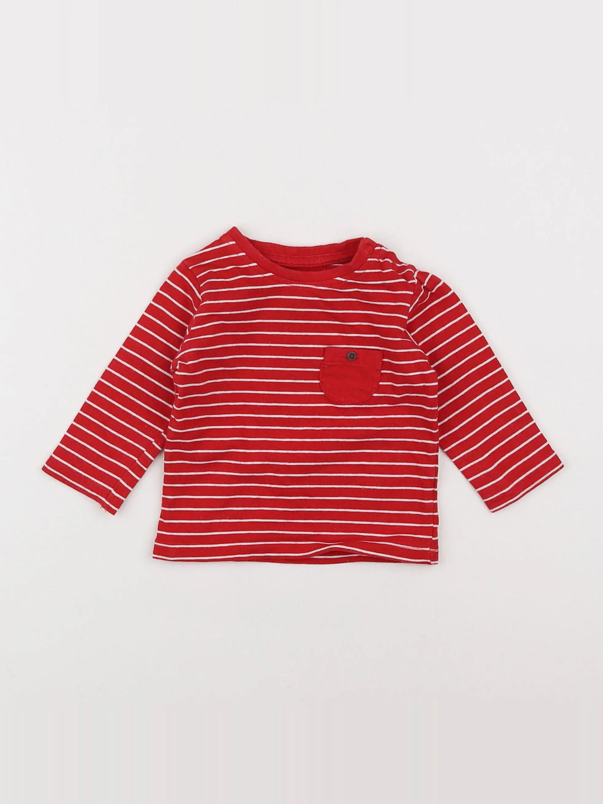 Vertbaudet - tee-shirt blanc, rouge - 3 mois