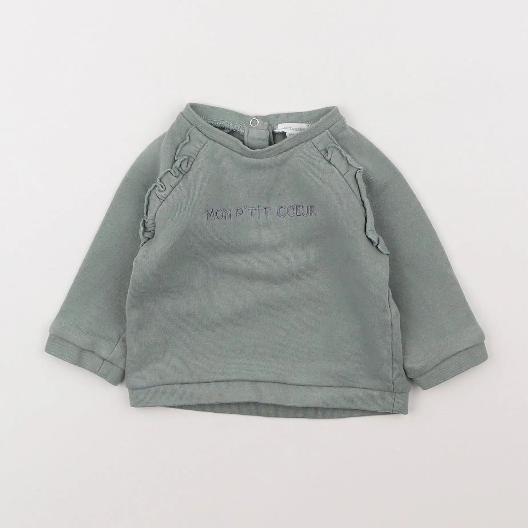 Vertbaudet - sweat vert - 6 mois