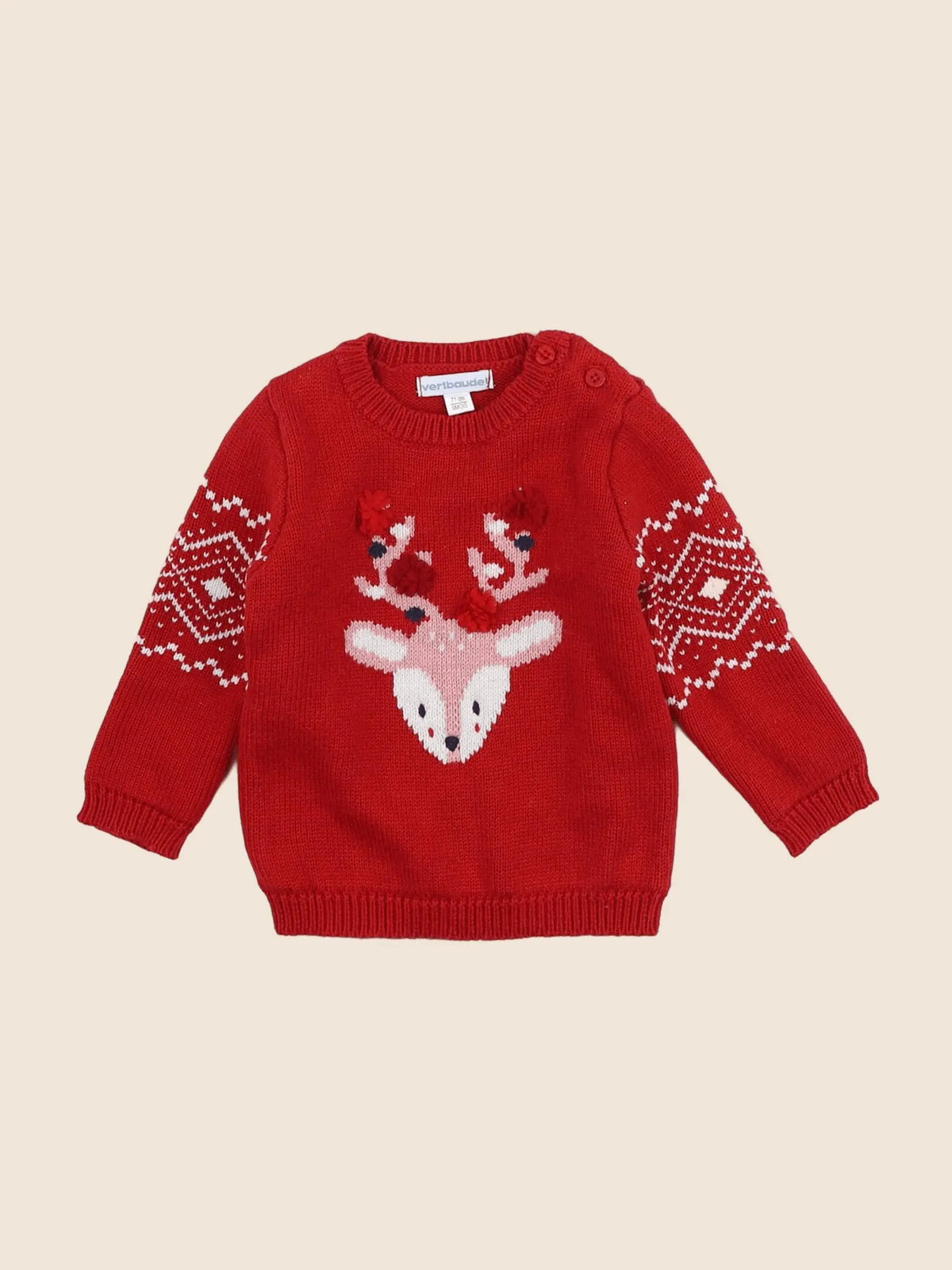 Vertbaudet - pull rouge - 9 mois
