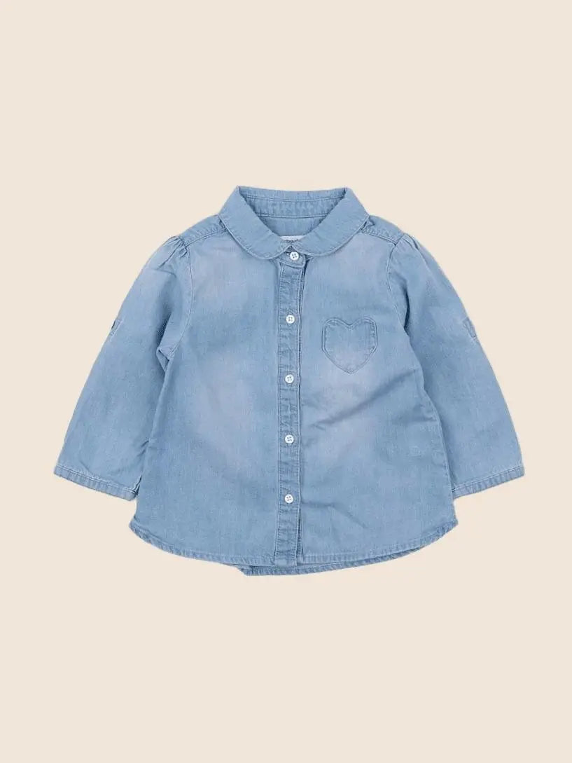 Vertbaudet - chemise bleu - 12 mois