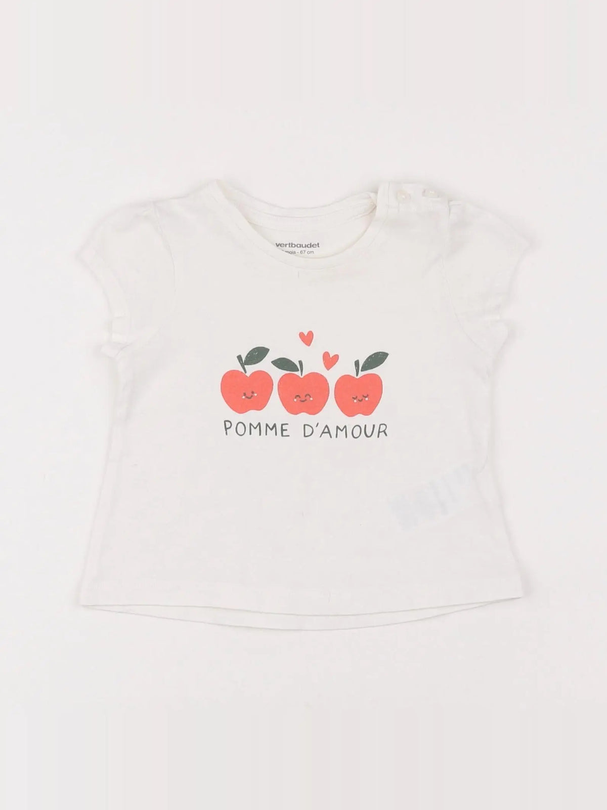 Vertbaudet - tee-shirt blanc - 6 mois