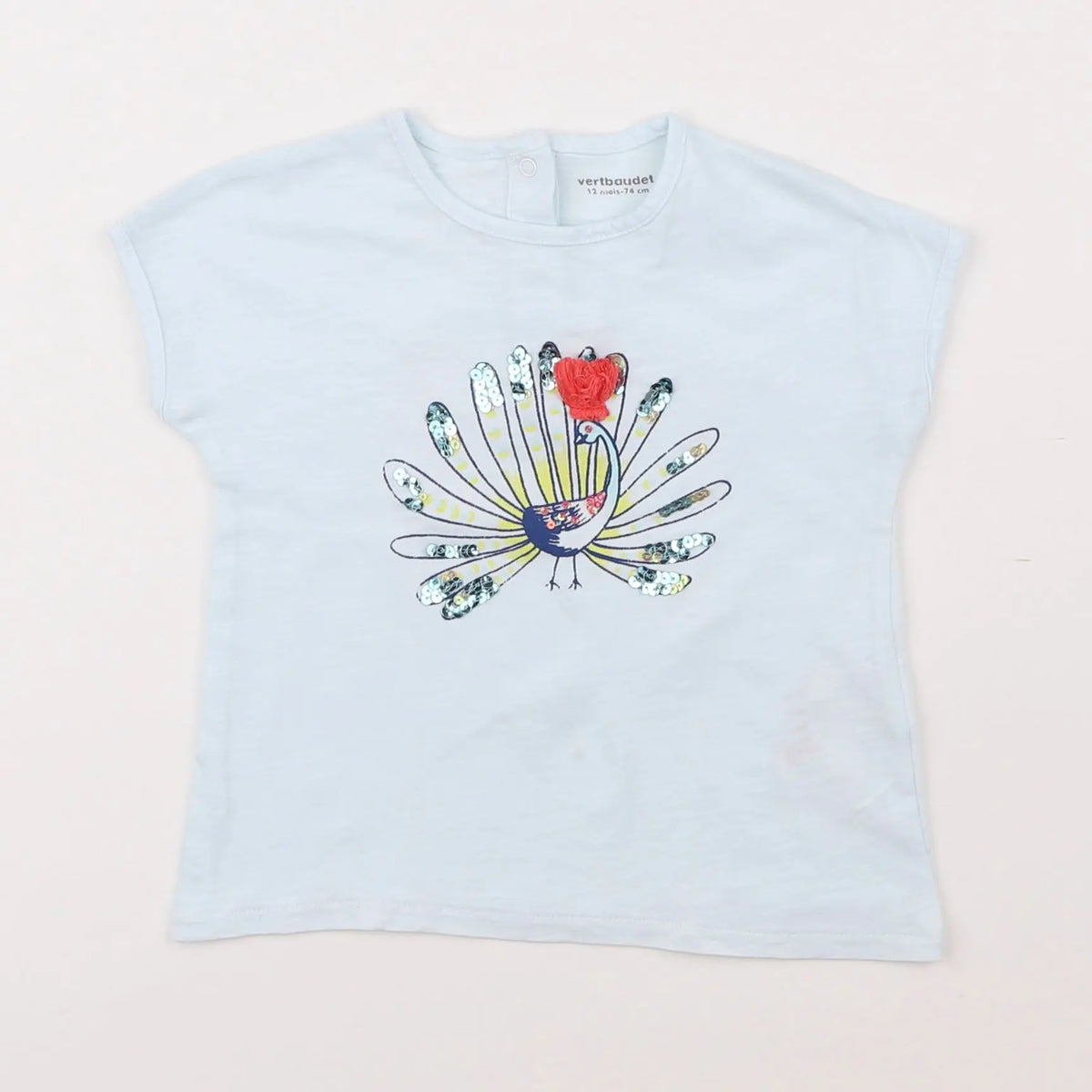 Vertbaudet - tee-shirt bleu - 12 mois