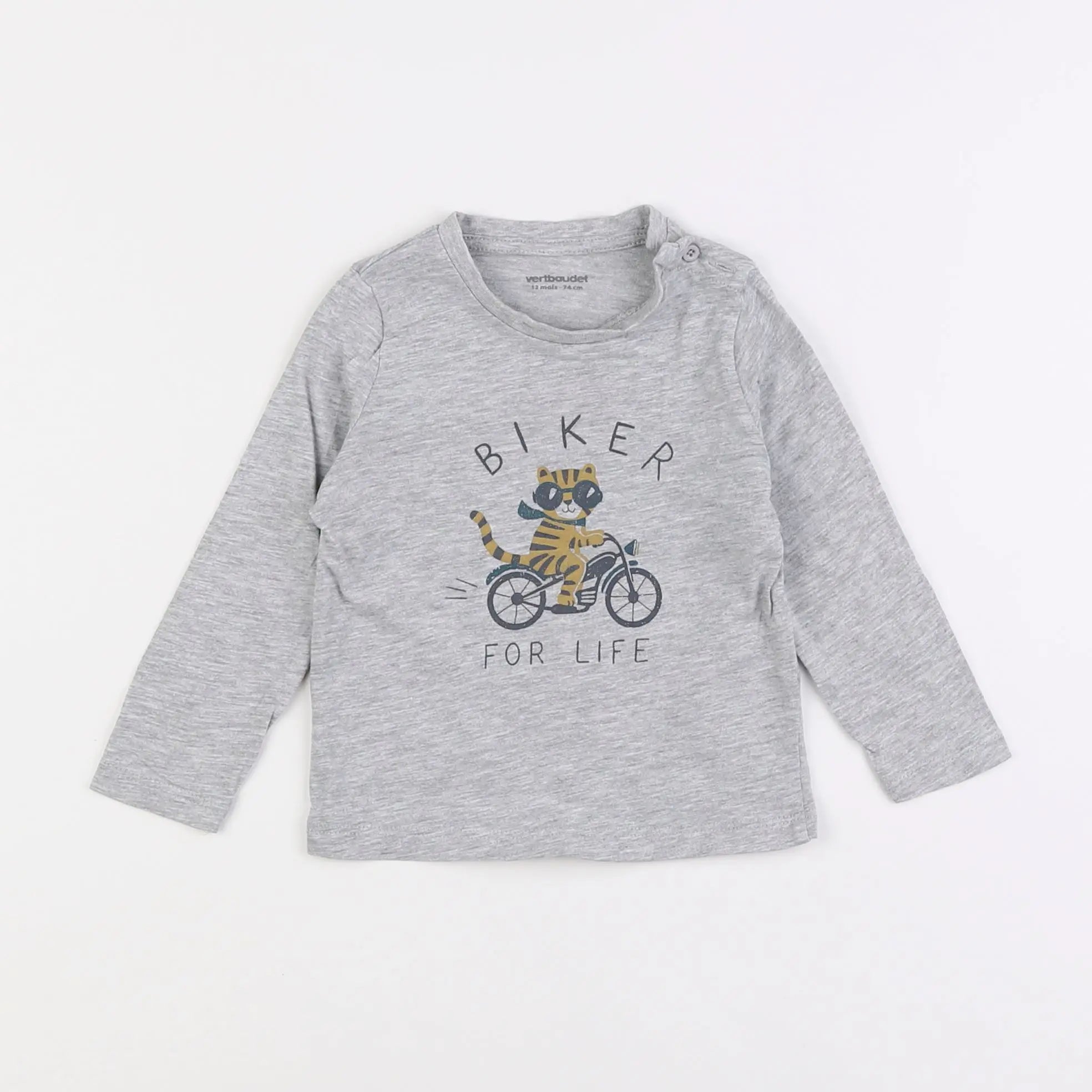 Vertbaudet - tee-shirt gris - 12 mois
