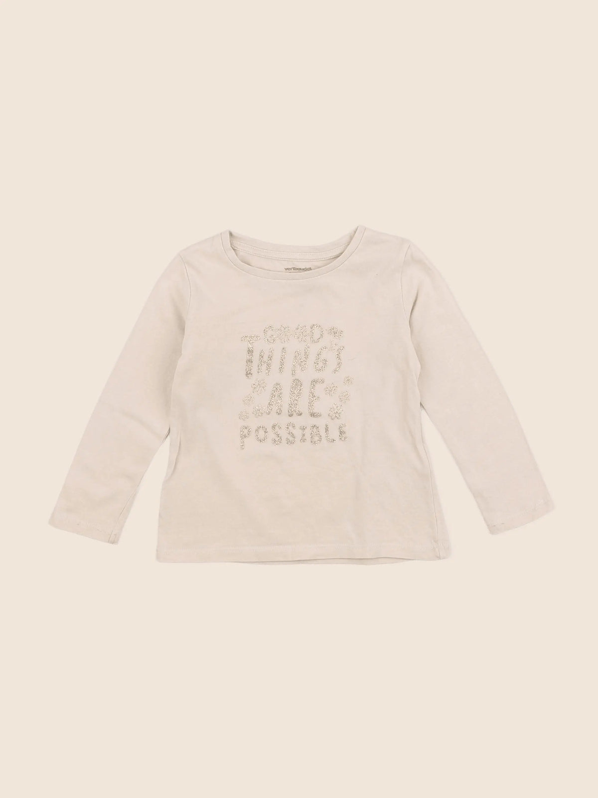 Vertbaudet - tee-shirt beige - 2 ans