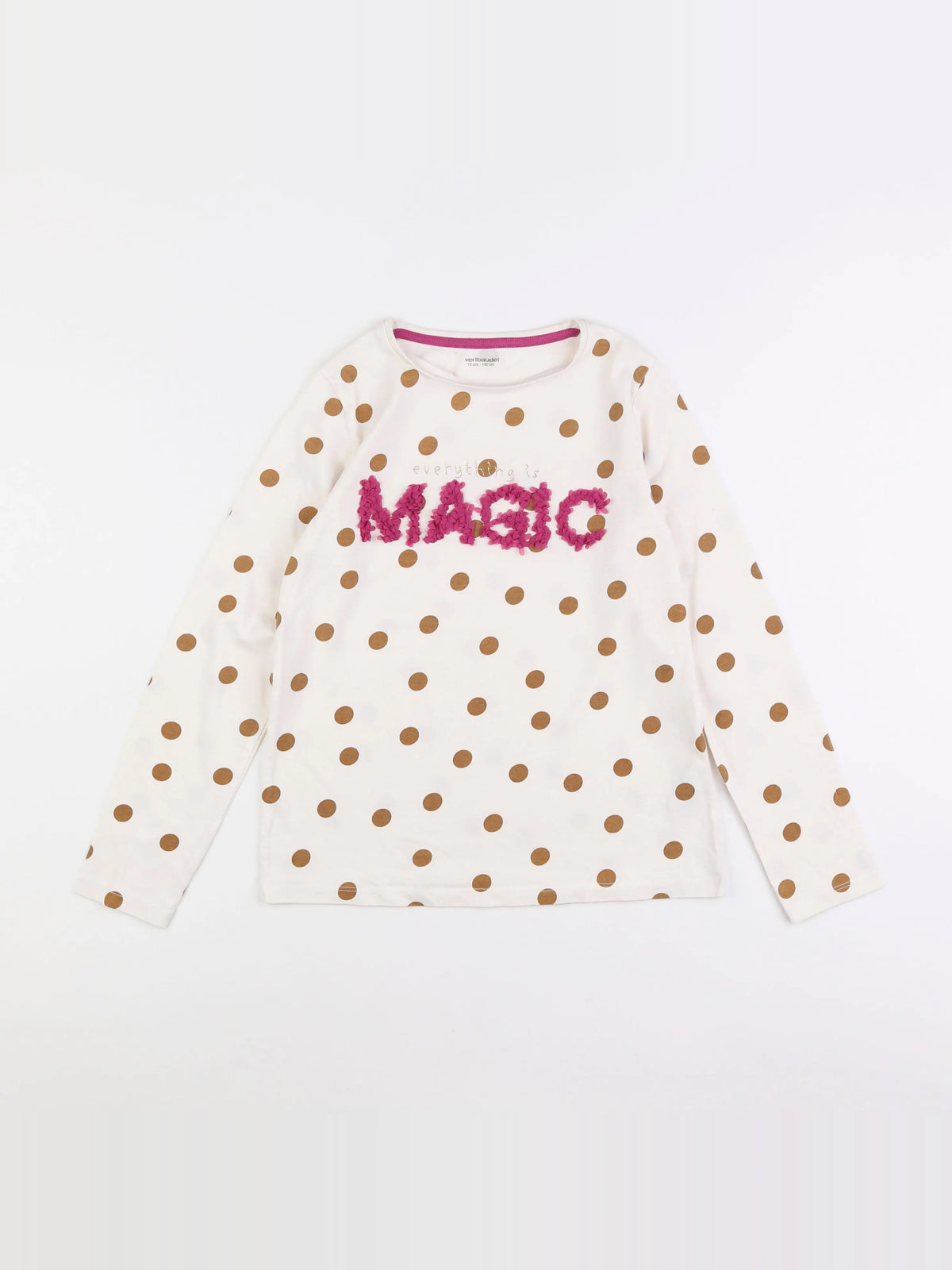 Vertbaudet - tee-shirt blanc, marron - 10 ans