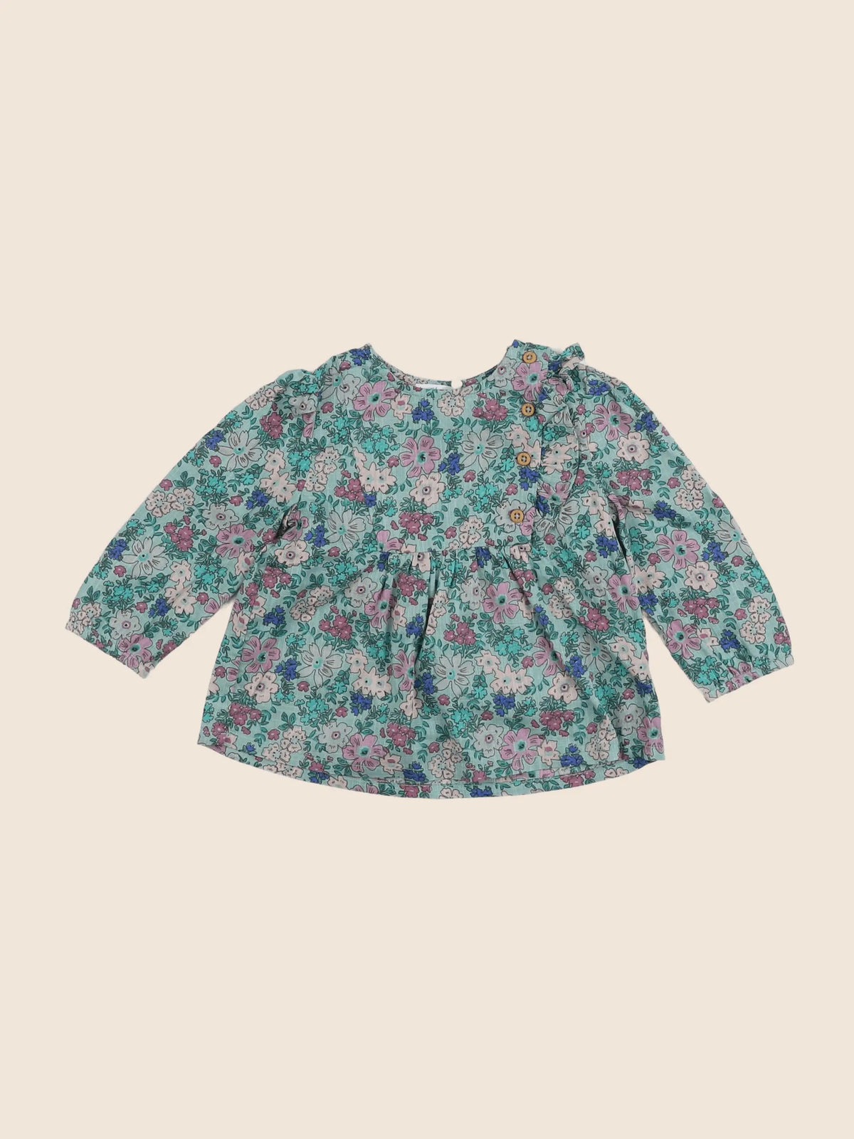 Boutchou - blouse vert - 6 mois