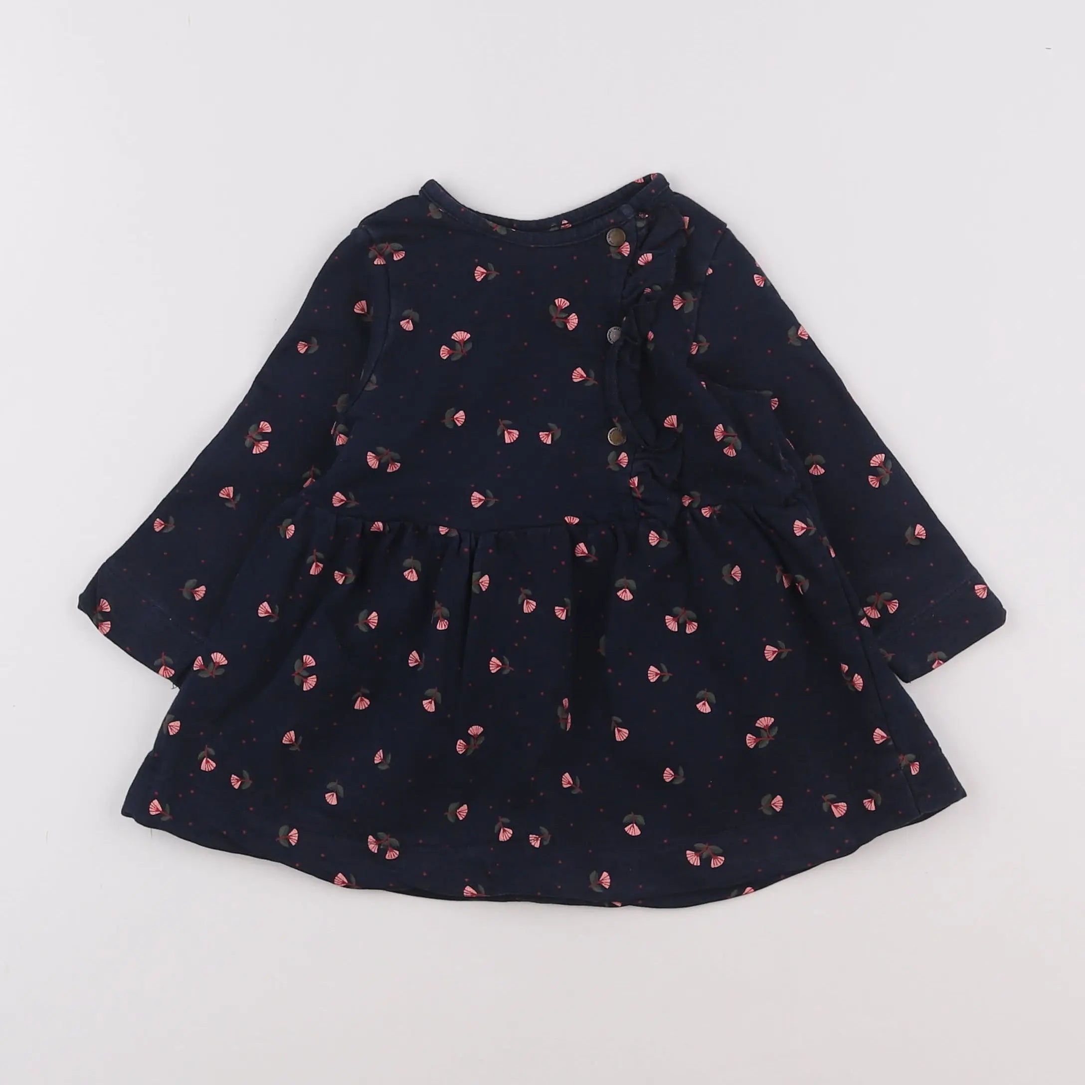 Vertbaudet - robe bleu, rose - 12 mois