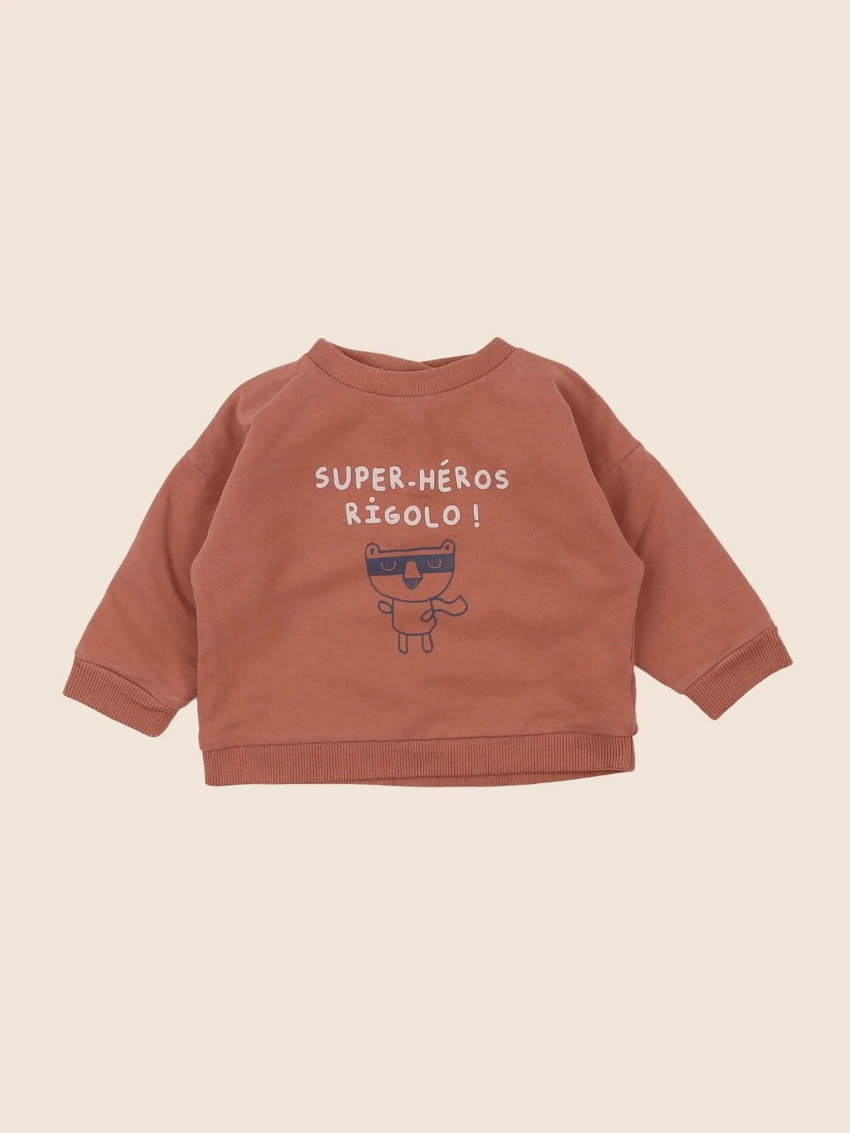Vertbaudet - sweat marron - 6 mois