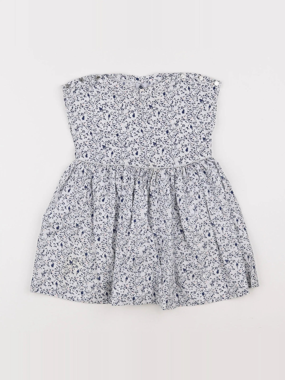 Petit Bateau - robe blanc, bleu - 18 mois