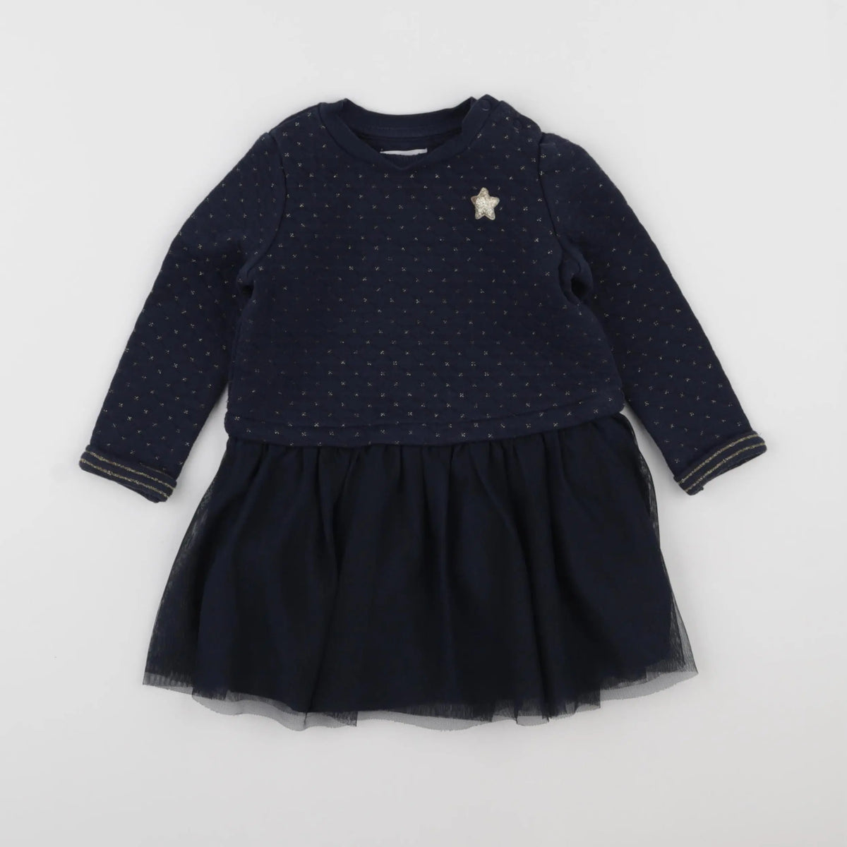 Vertbaudet - robe bleu, or - 2 ans