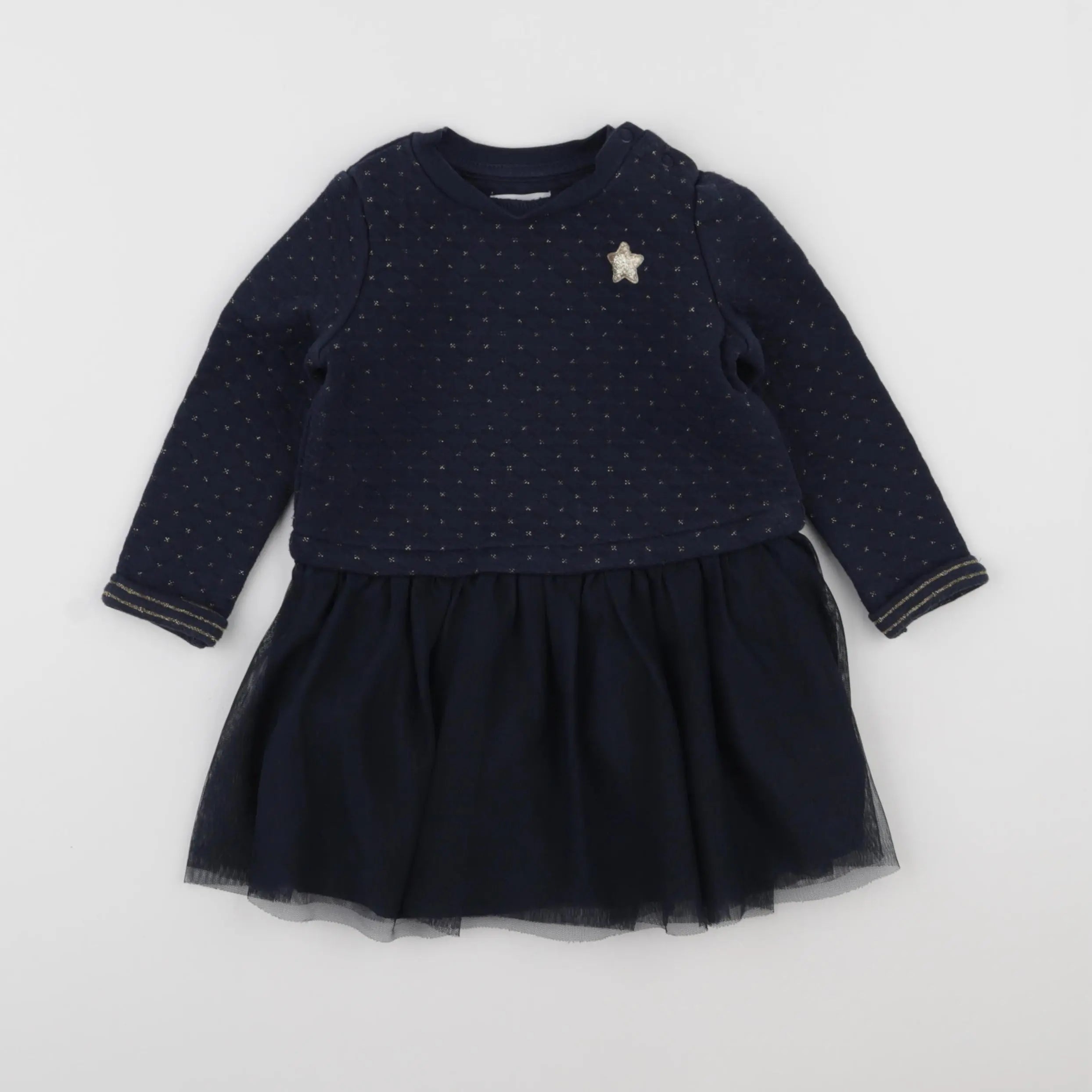 Vertbaudet - robe bleu, or - 2 ans