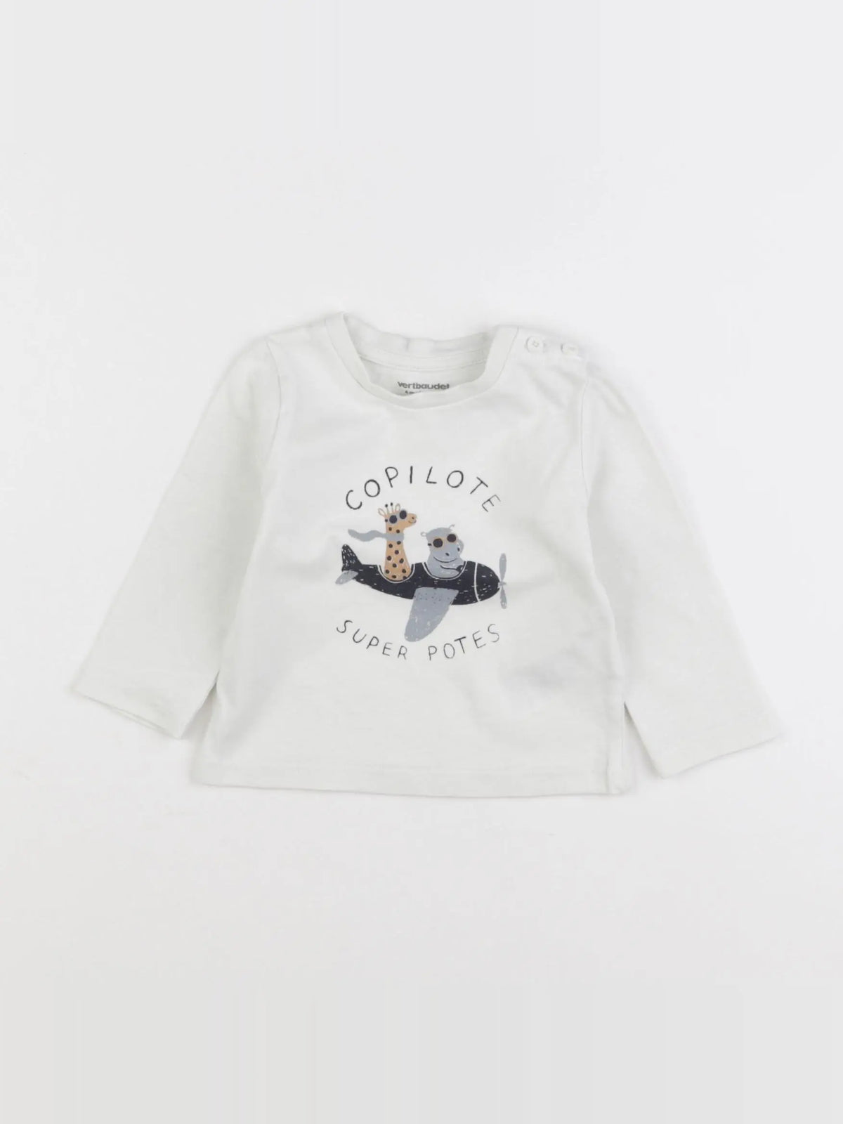Vertbaudet - tee-shirt blanc - 6 mois