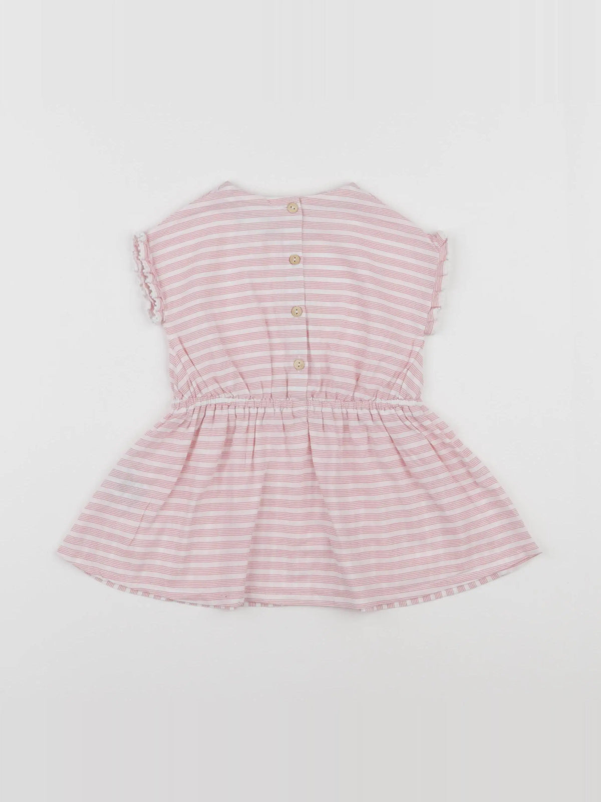 Cyrillus - robe blanc, rose - 6 mois