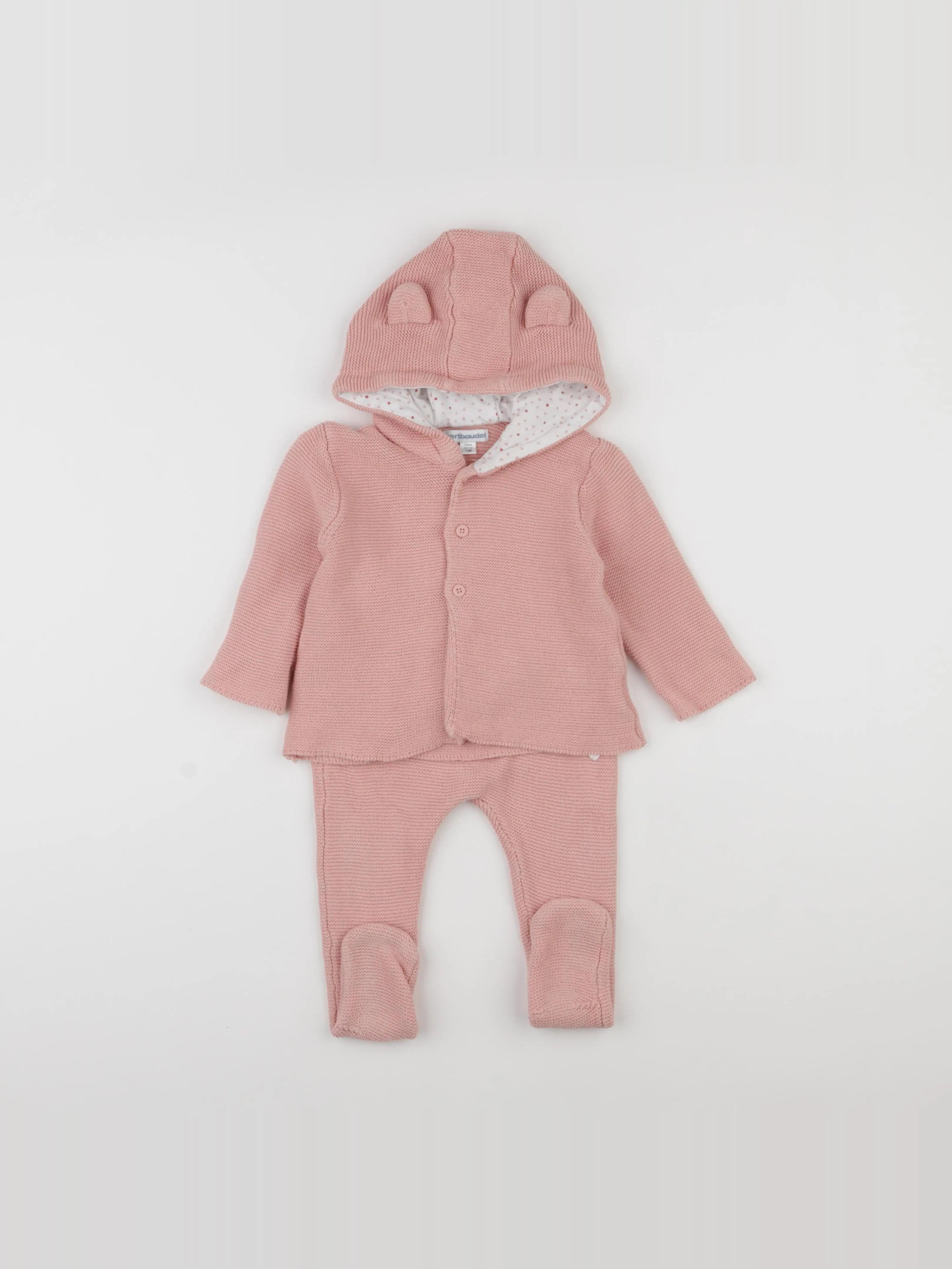 Vertbaudet - ensemble rose - 12 mois