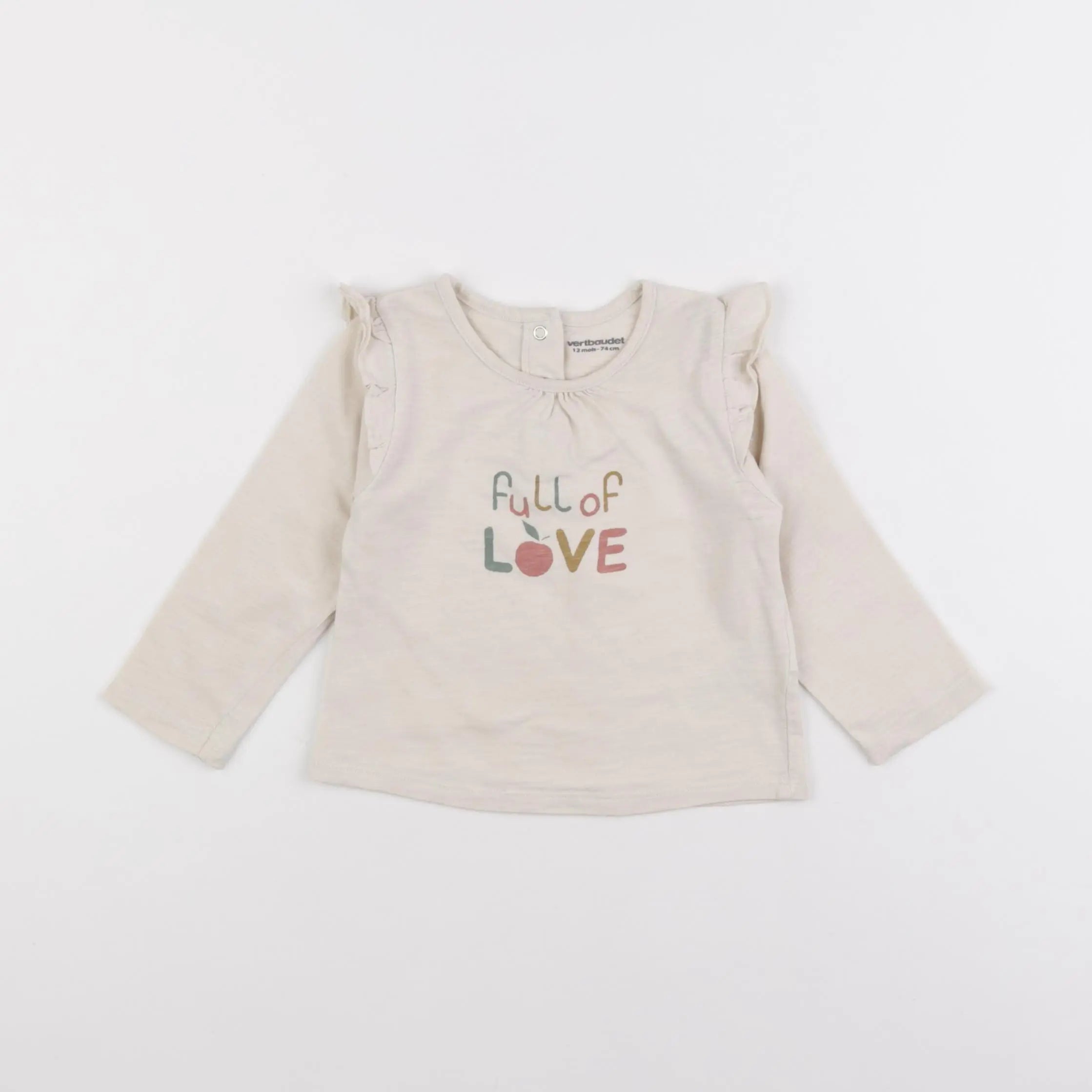Vertbaudet - tee-shirt beige - 12 mois