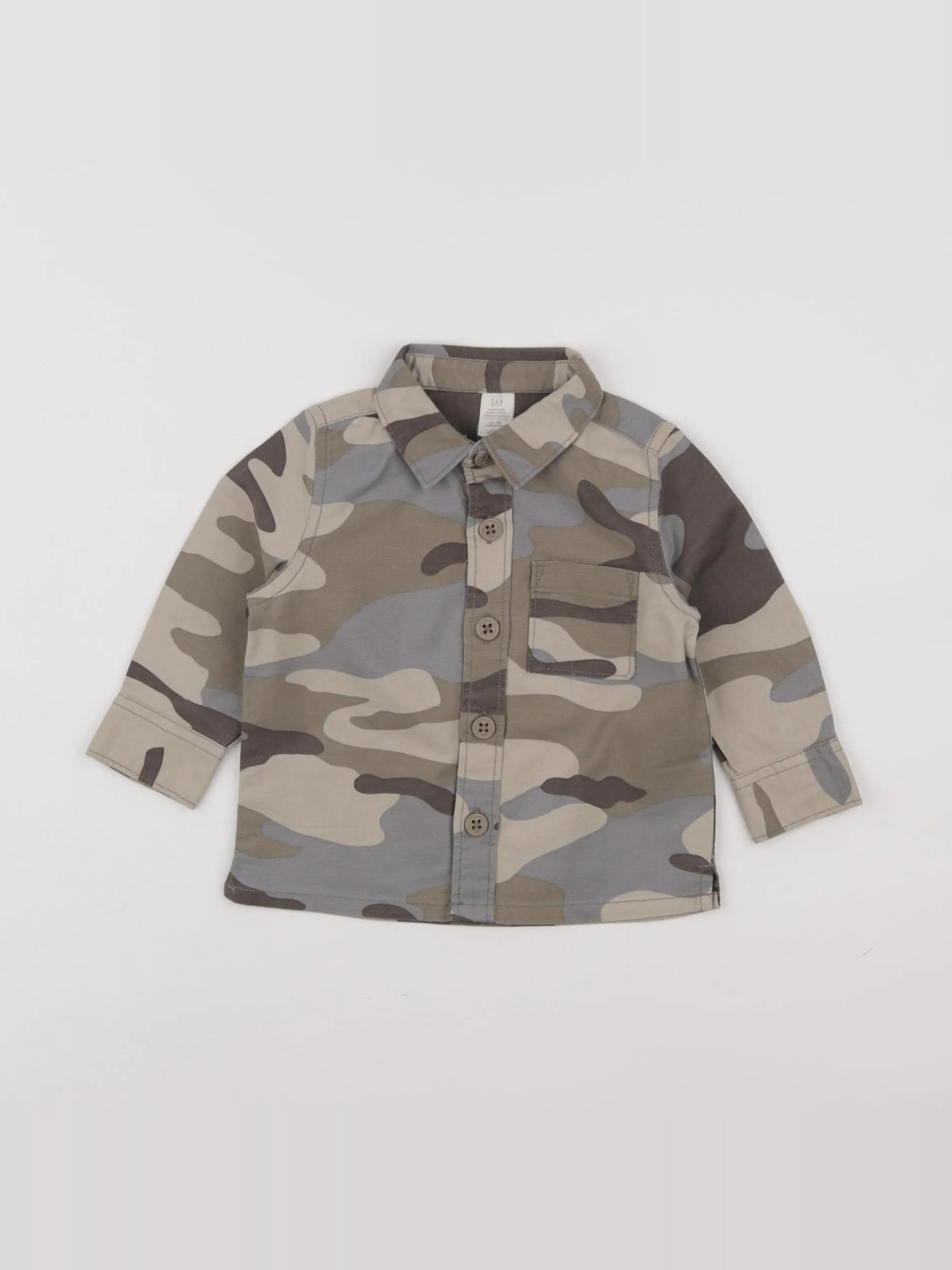 GAP - chemise beige, gris - 12/18 mois