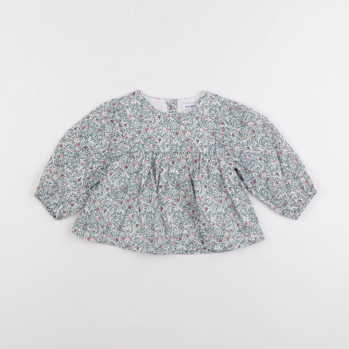 Vertbaudet - blouse vert, blanc - 12 mois