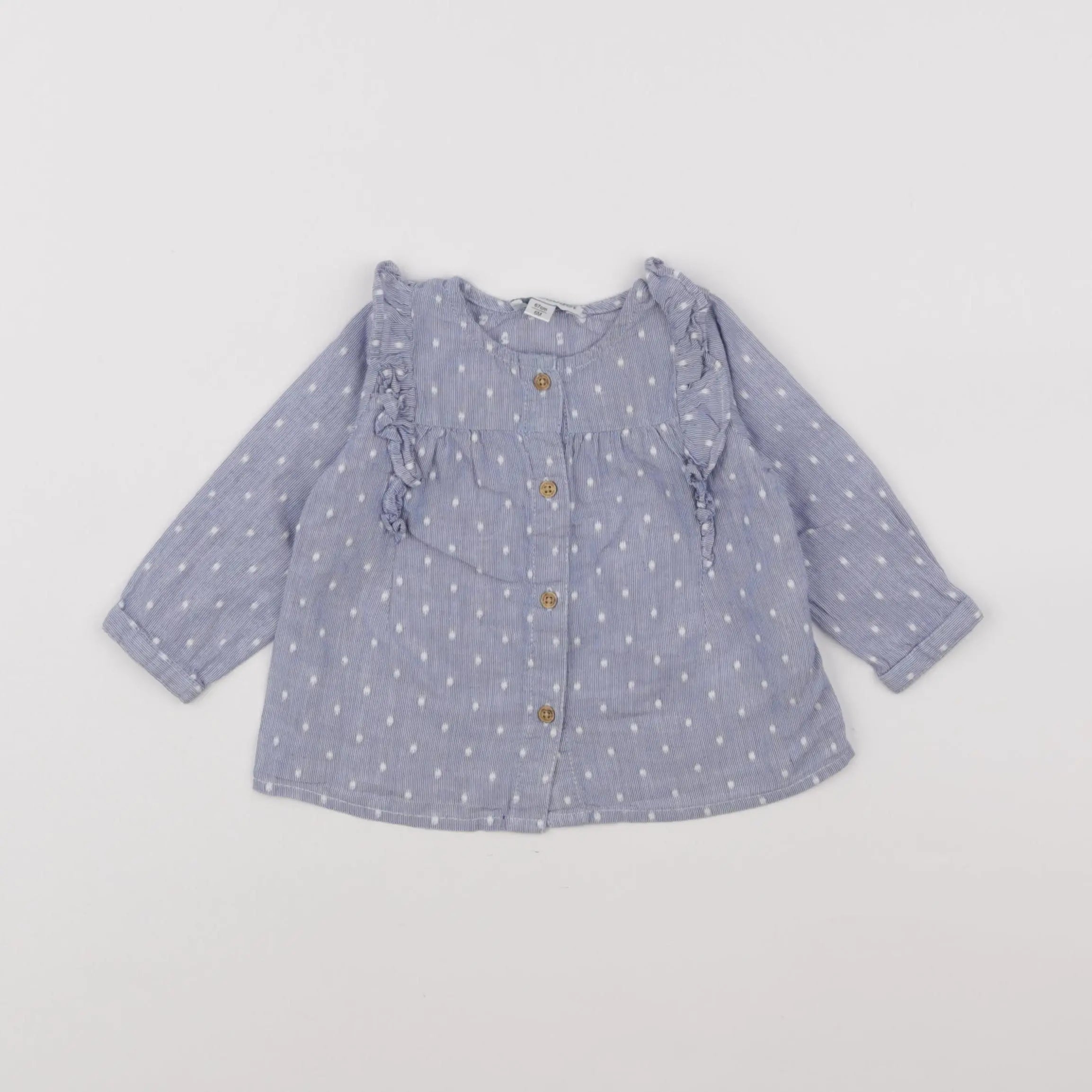 Vertbaudet - blouse blanc, bleu - 6 mois