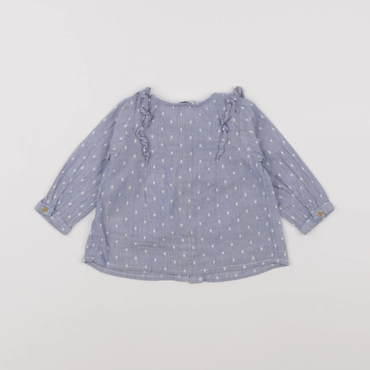 Vertbaudet - blouse blanc, bleu - 6 mois