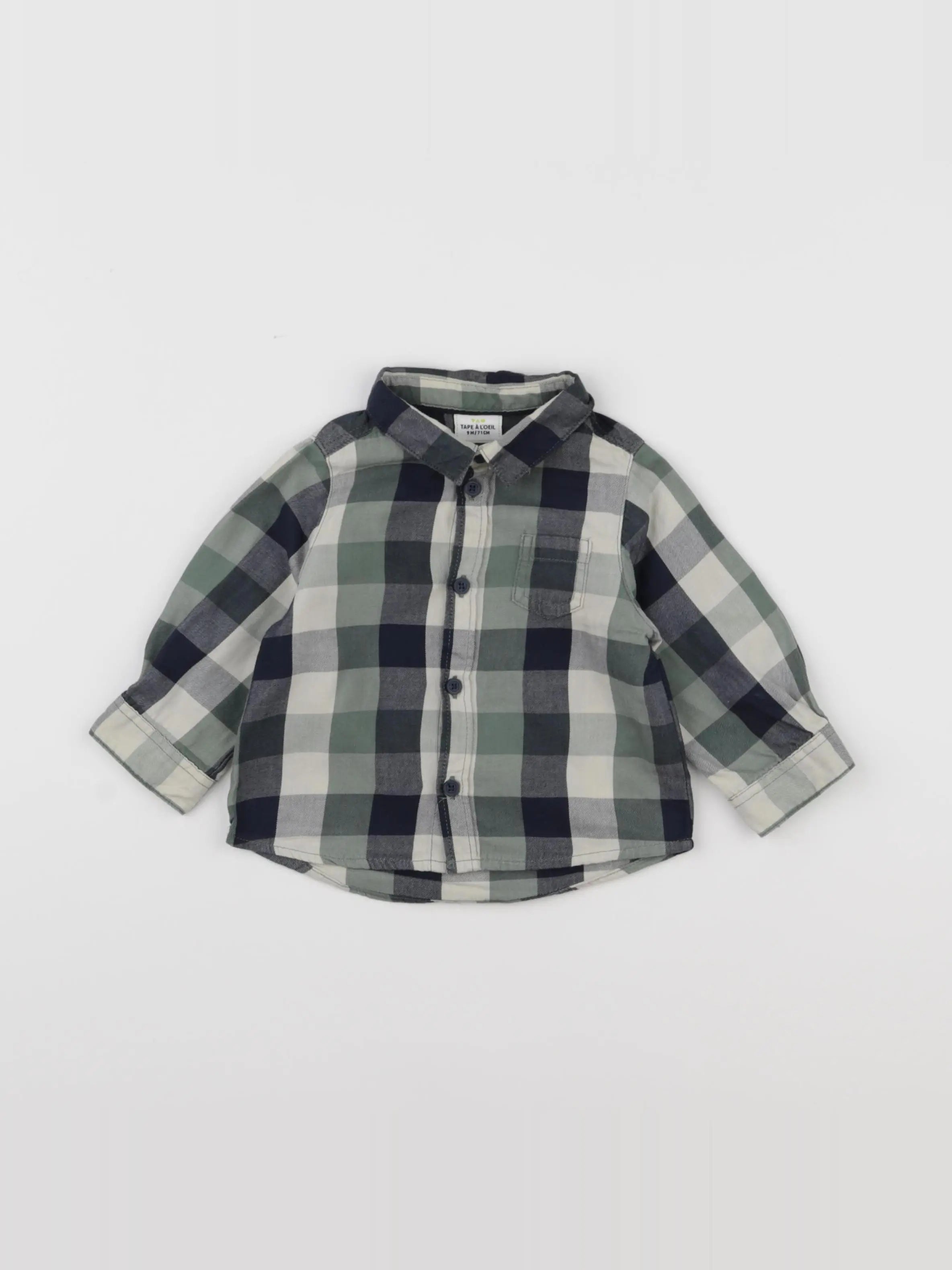 Tape à l'oeil - chemise bleu, vert - 9 mois