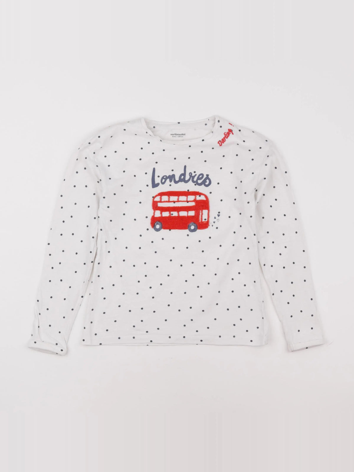 Vertbaudet - tee-shirt blanc, rouge - 8 ans