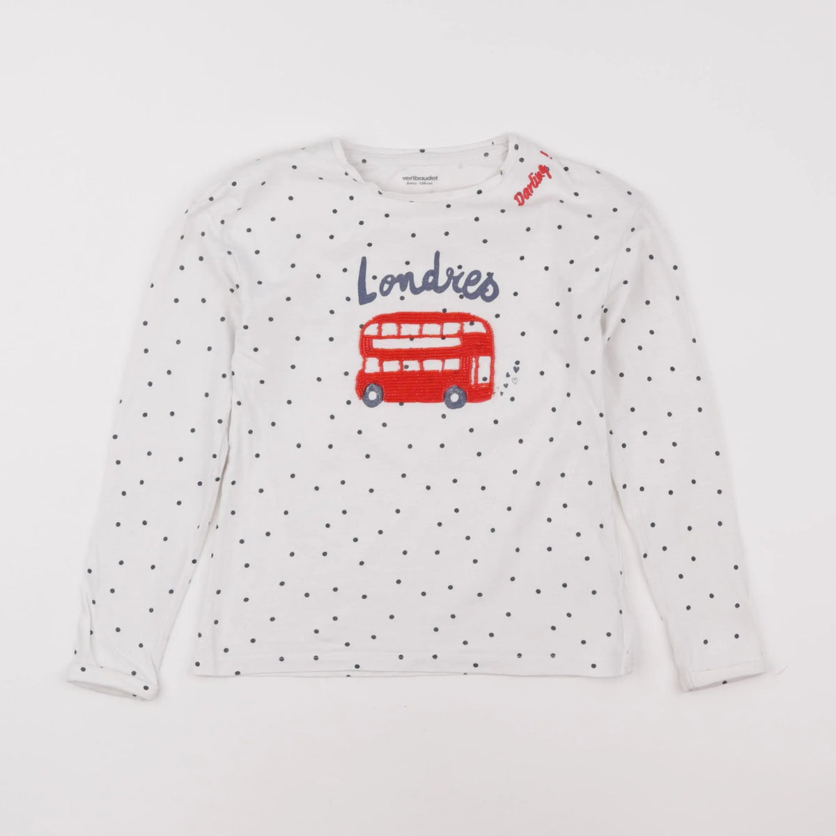 Vertbaudet - tee-shirt blanc, rouge - 8 ans