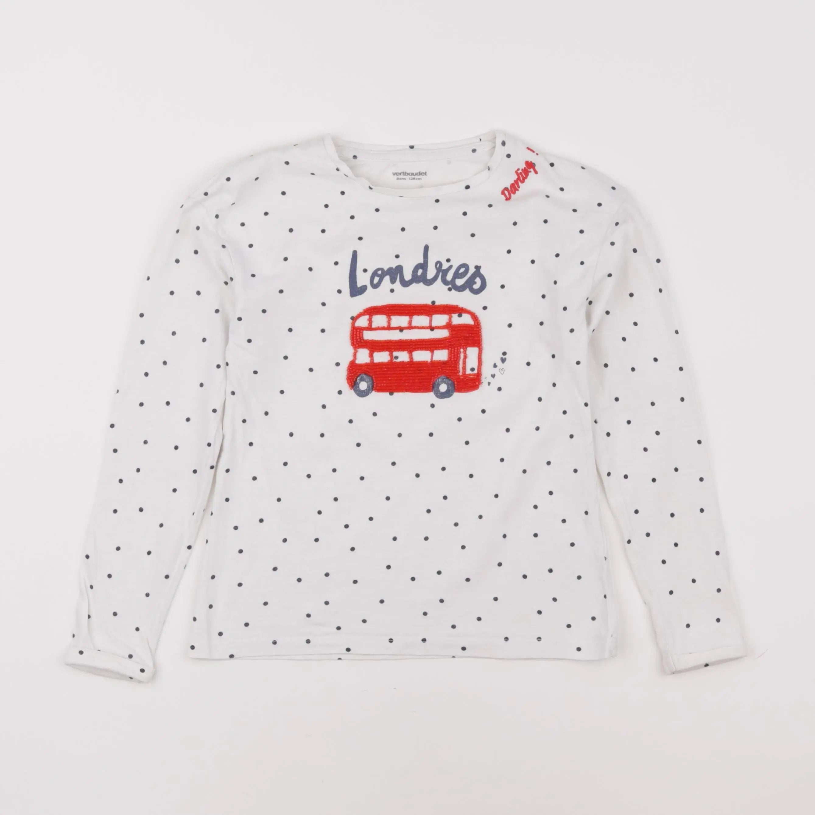 Vertbaudet - tee-shirt blanc, rouge - 8 ans