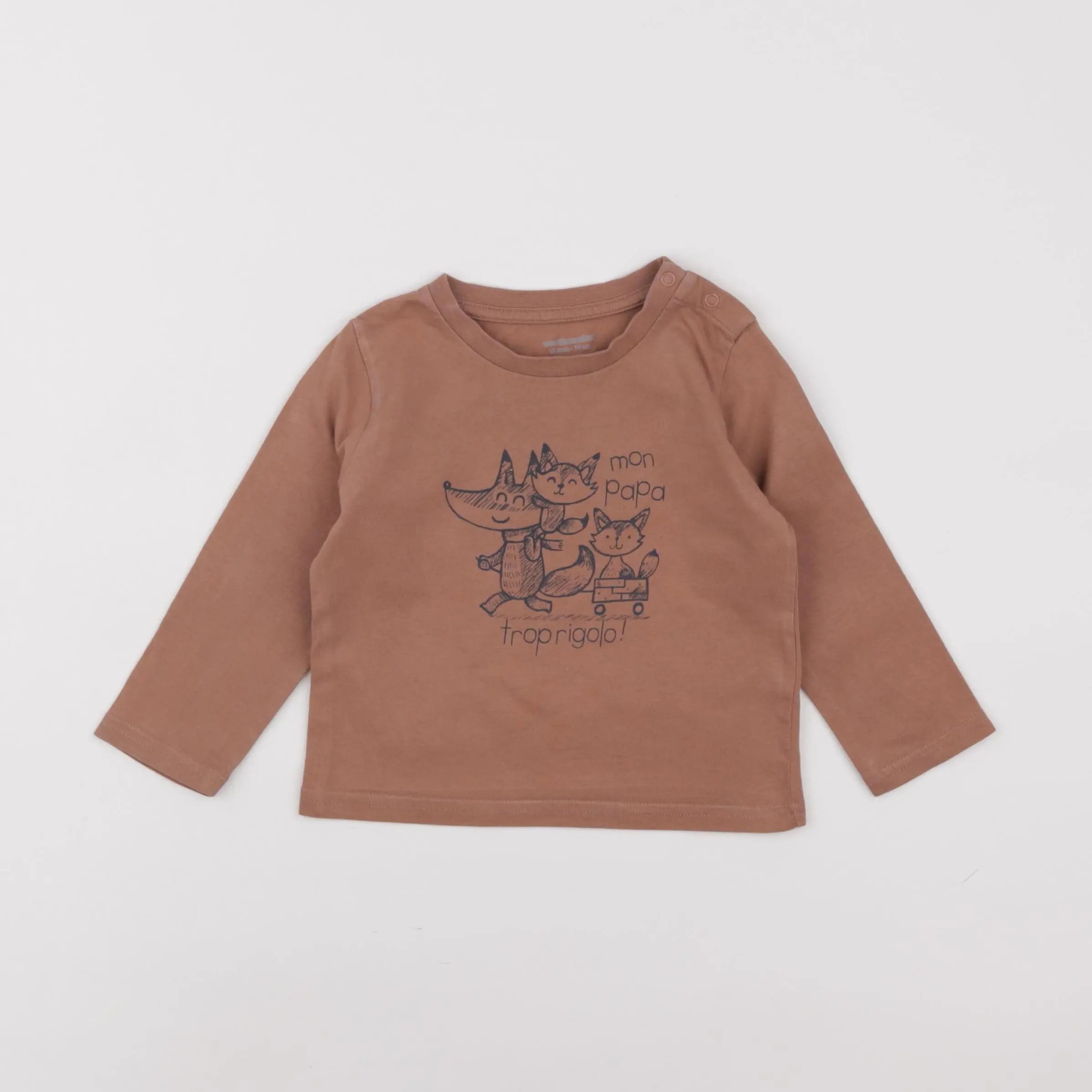 Vertbaudet - tee-shirt marron - 12 mois
