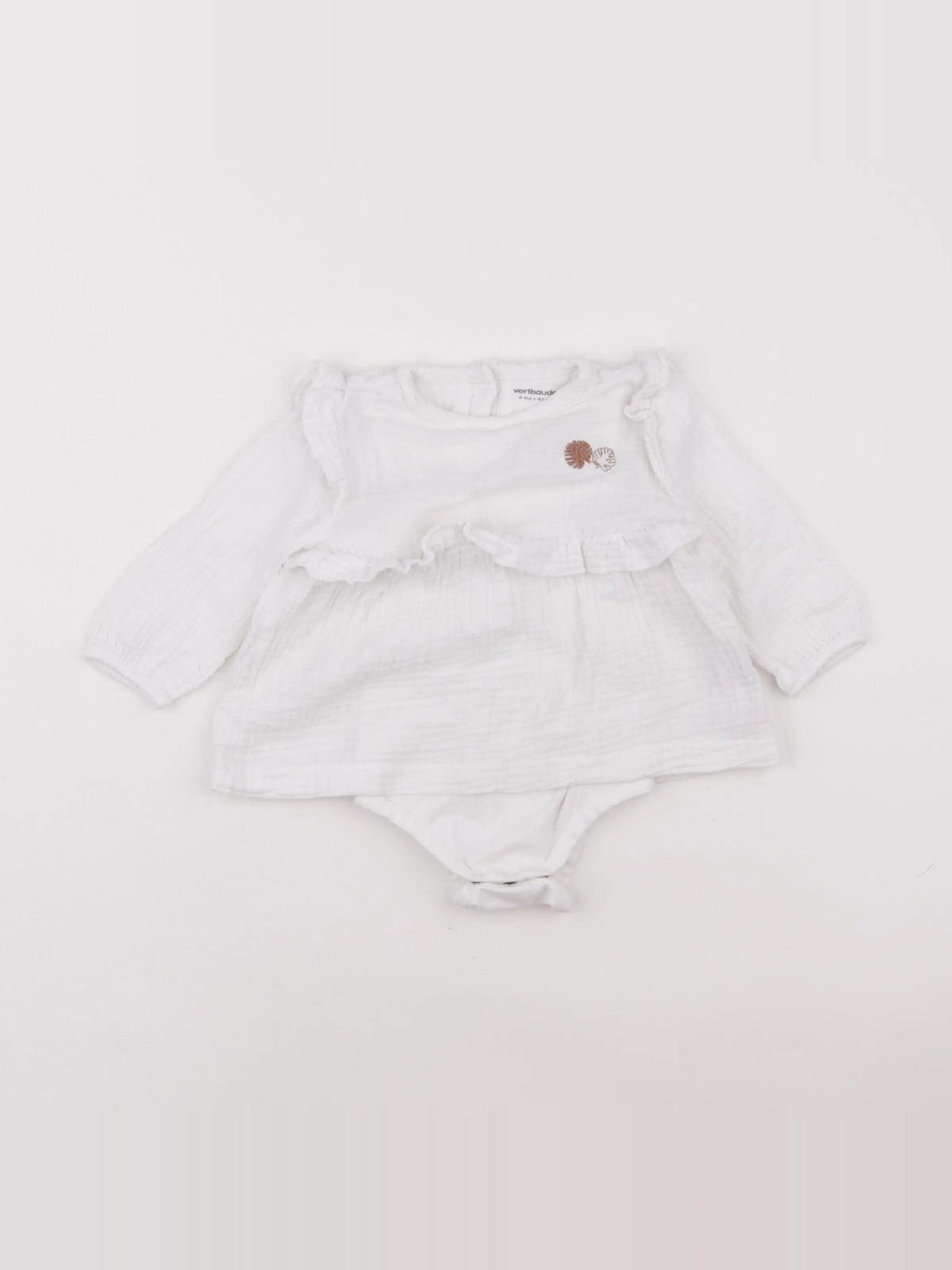 Vertbaudet - body blouse blanc - 6 mois
