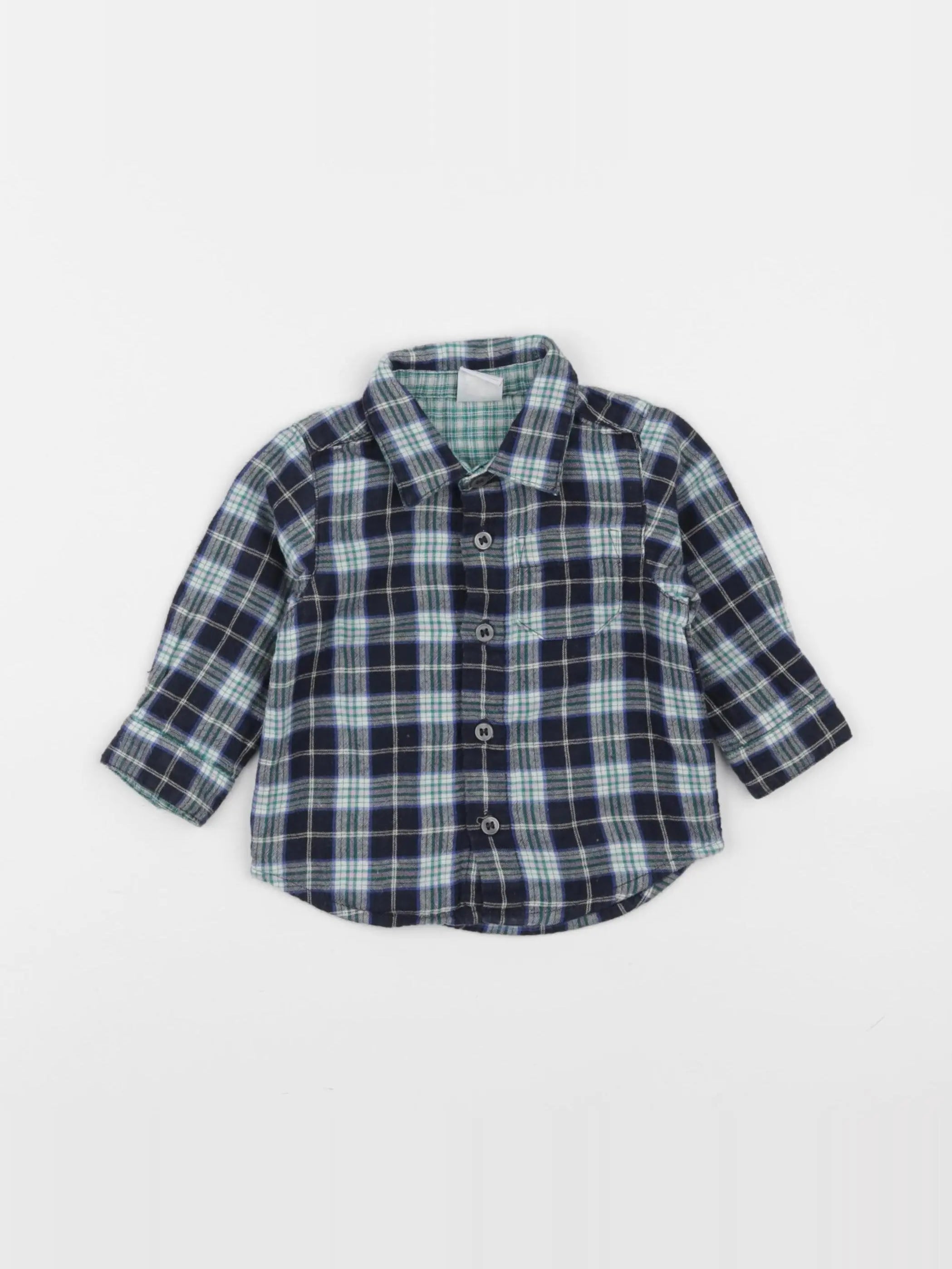 Petit Bateau - chemise bleu - 6 mois