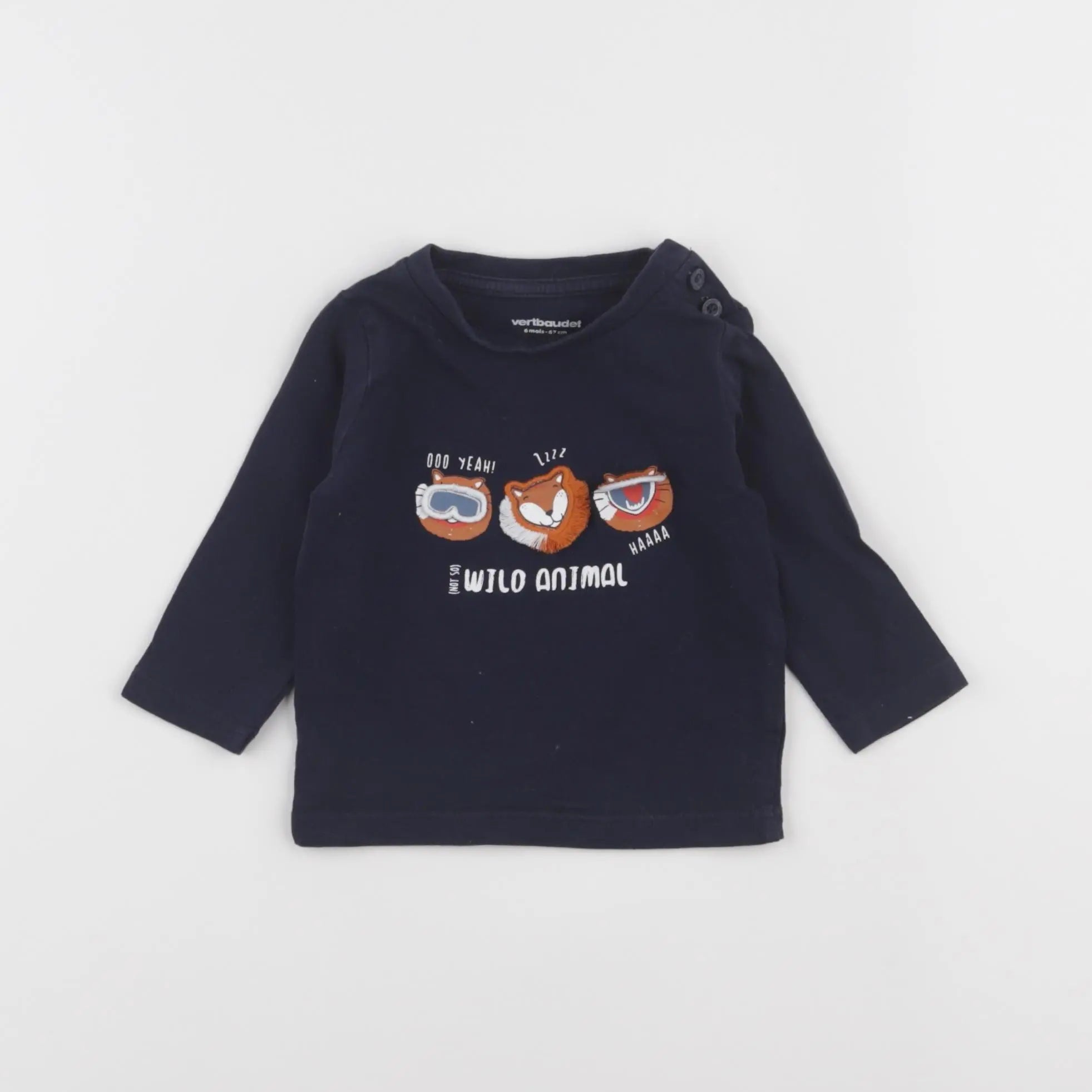 Vertbaudet - tee-shirt bleu - 6 mois