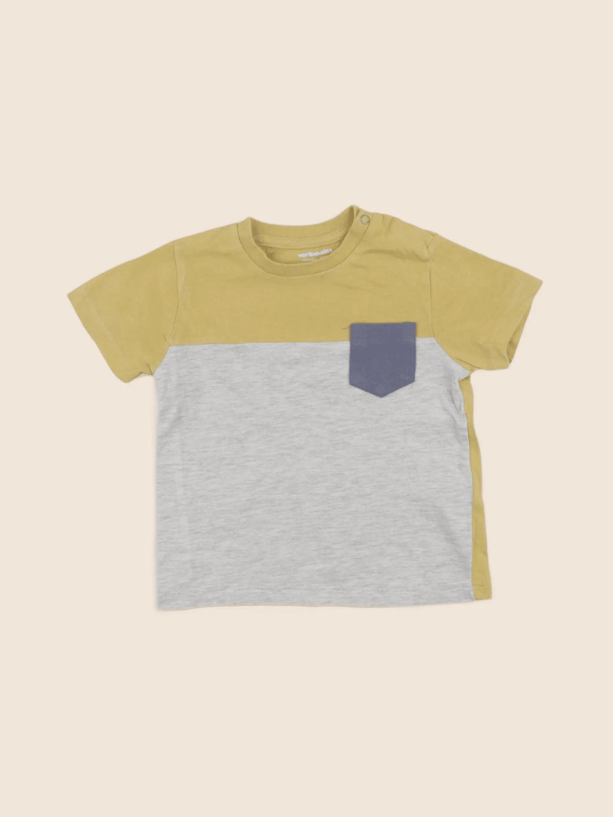 Vertbaudet - tee-shirt jaune, gris - 12 mois