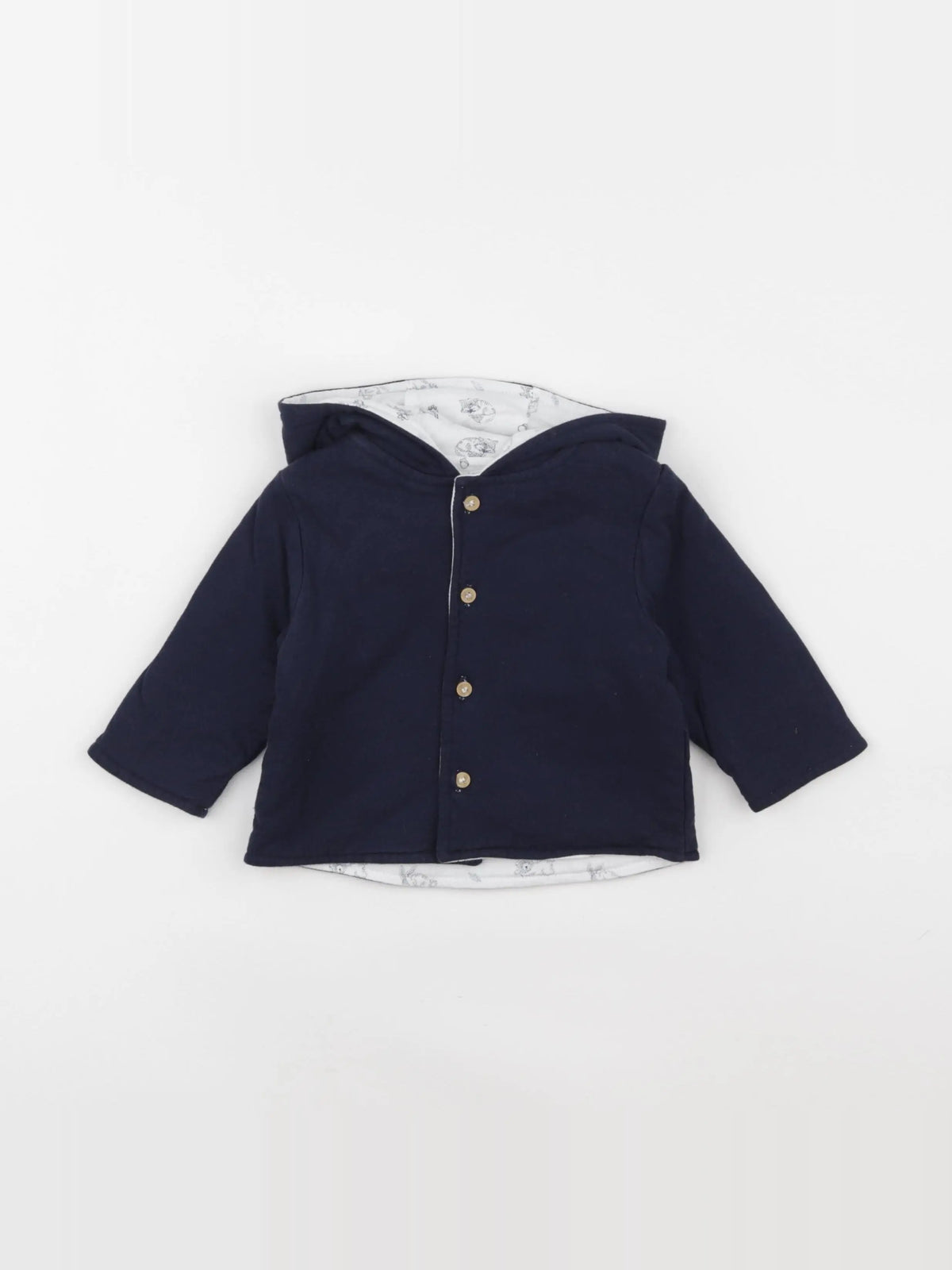 Vertbaudet - veste réversible bleu, blanc - 6 mois
