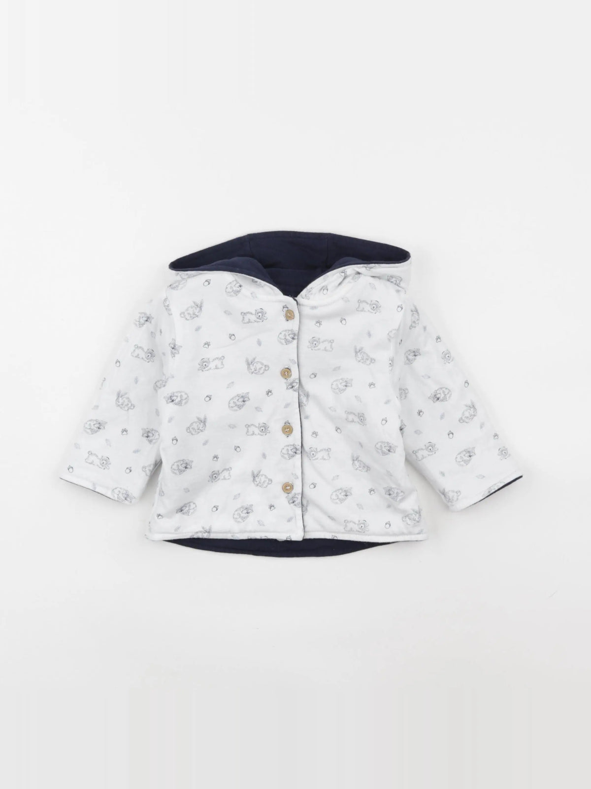 Vertbaudet - veste réversible bleu, blanc - 6 mois