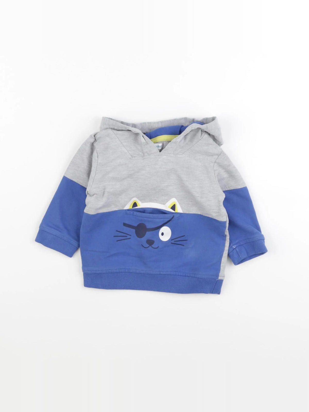 Vertbaudet - sweat bleu, gris - 12 mois
