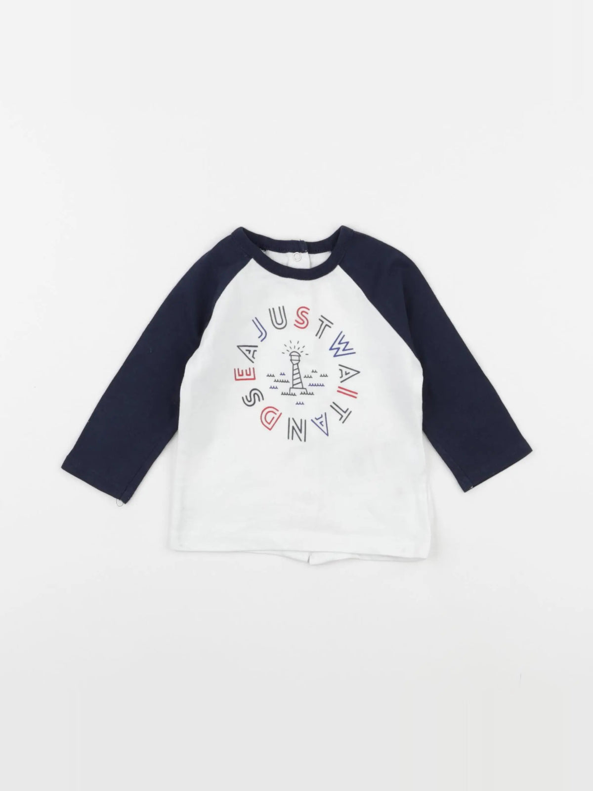 Vertbaudet - tee-shirt blanc, bleu - 3 mois