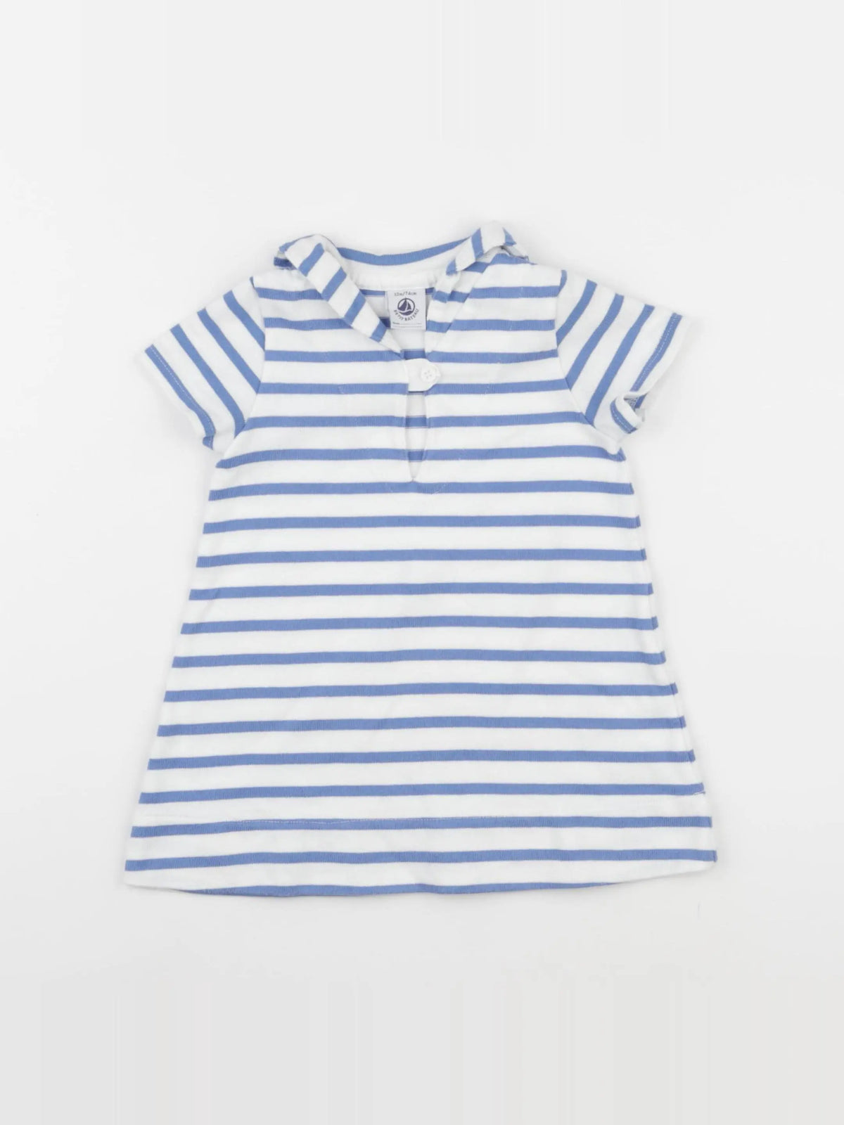 Petit Bateau - robe blanc, bleu - 12 mois