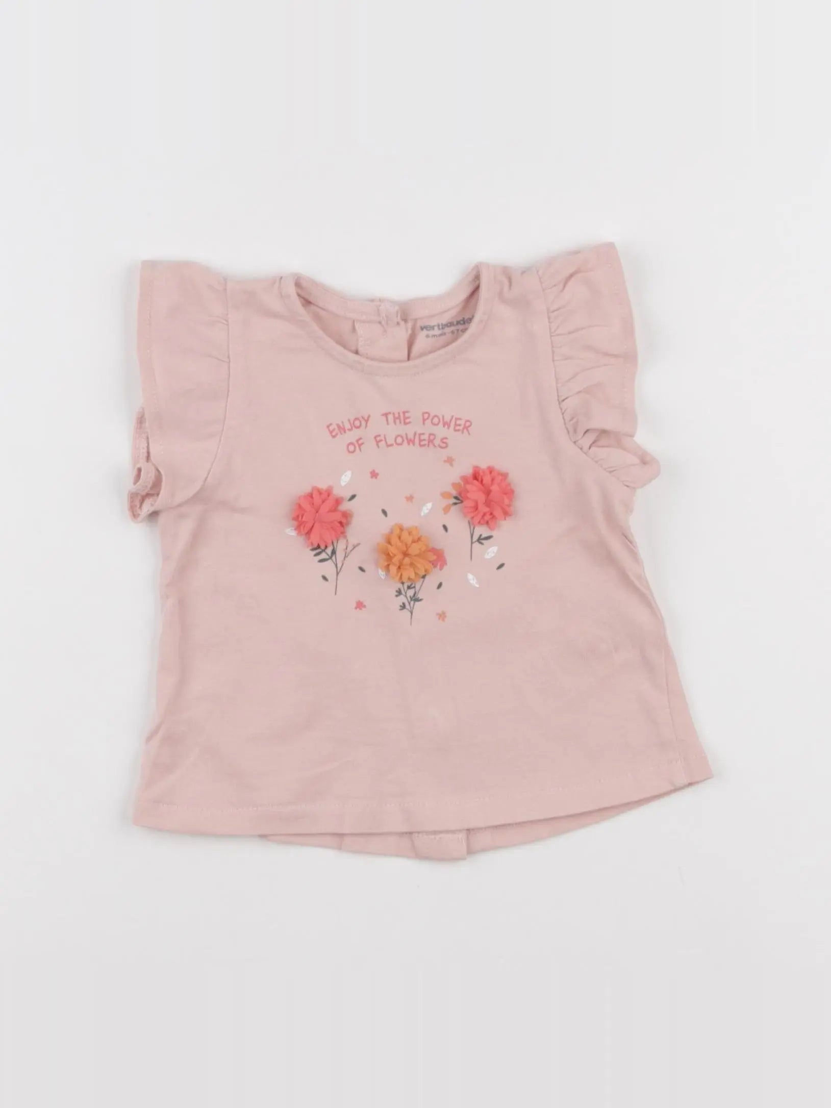 Vertbaudet - tee-shirt rose - 6 mois