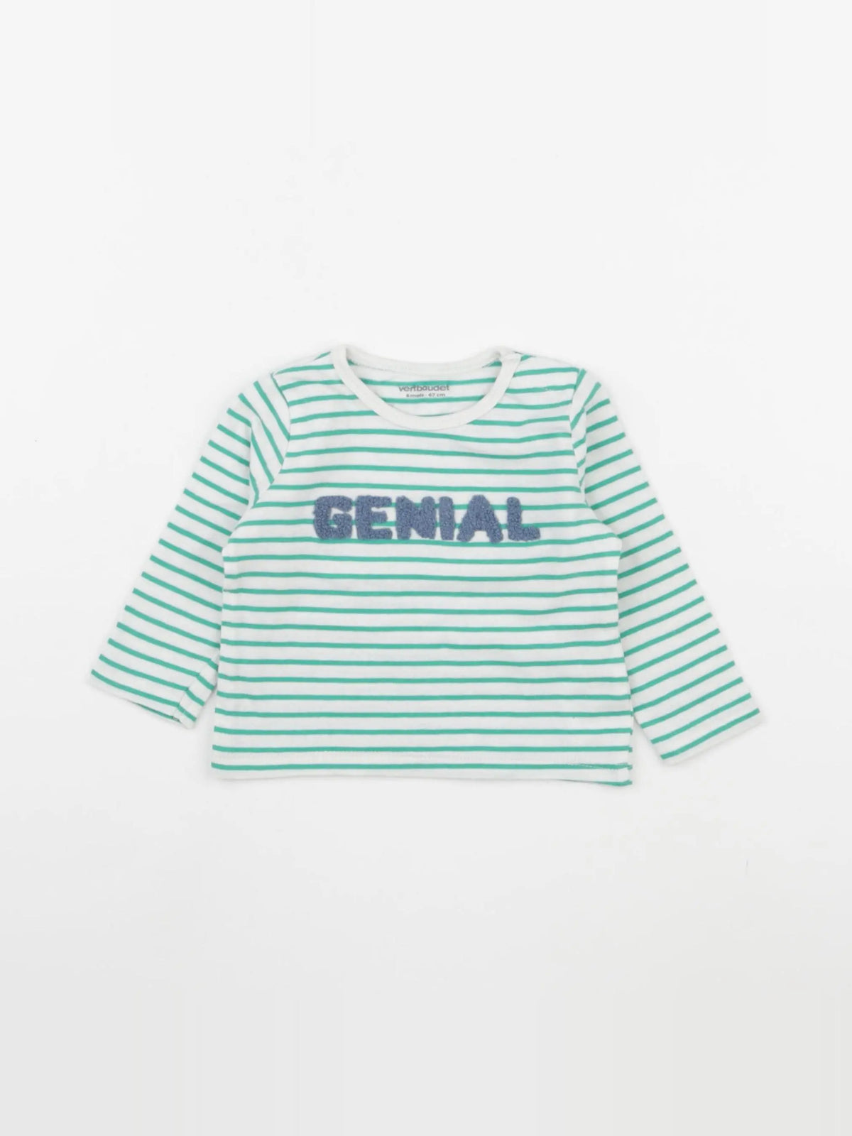Vertbaudet - tee-shirt blanc, vert - 12 mois