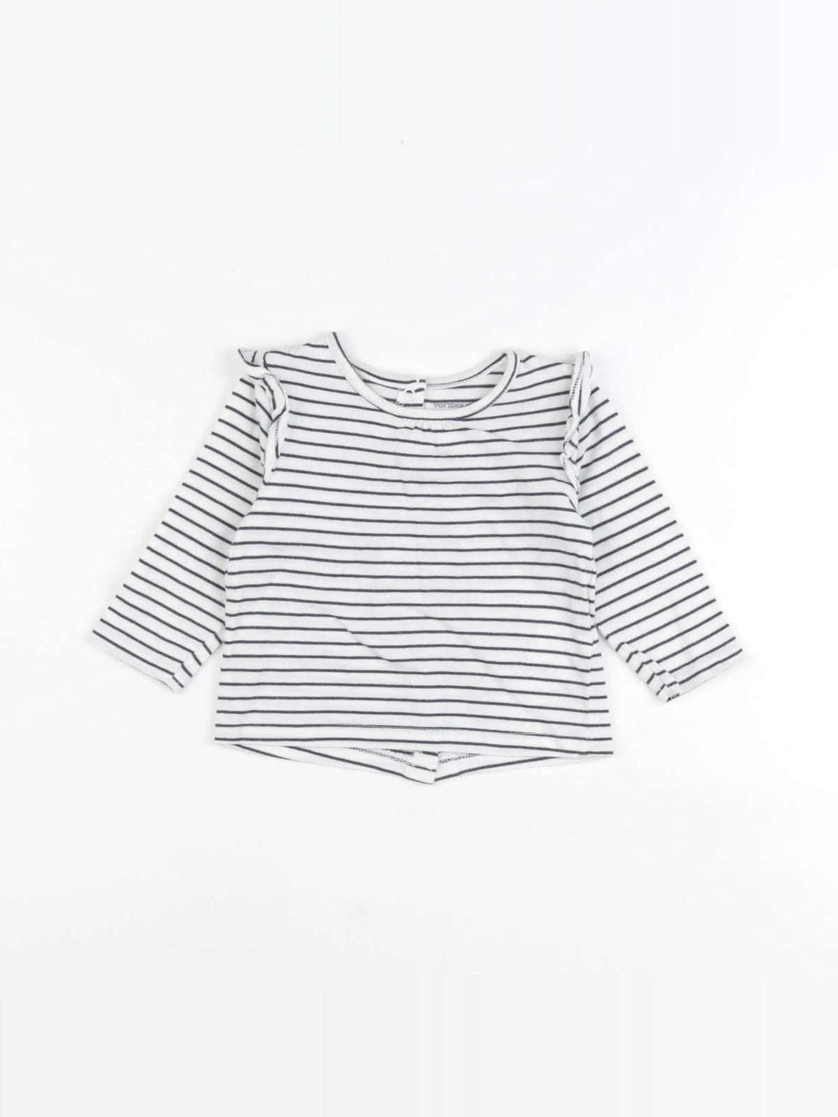 Vertbaudet - tee-shirt blanc, bleu - 6 mois